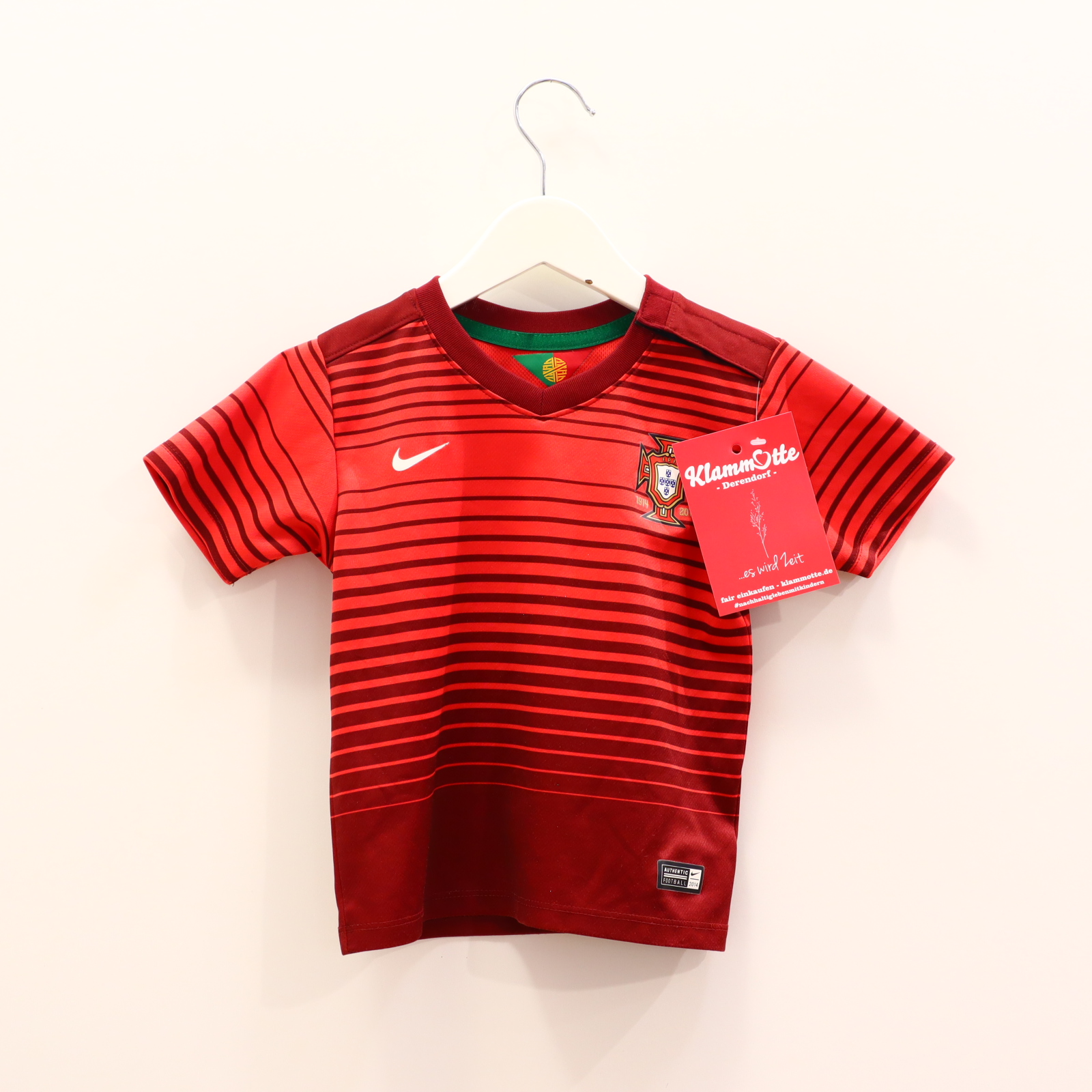 Oberteil NIKE Gr. 86/Gr. 92 kurzarm/Trikot bordeaux/rot Polyester Alloverprint/Logo/Print Portugal