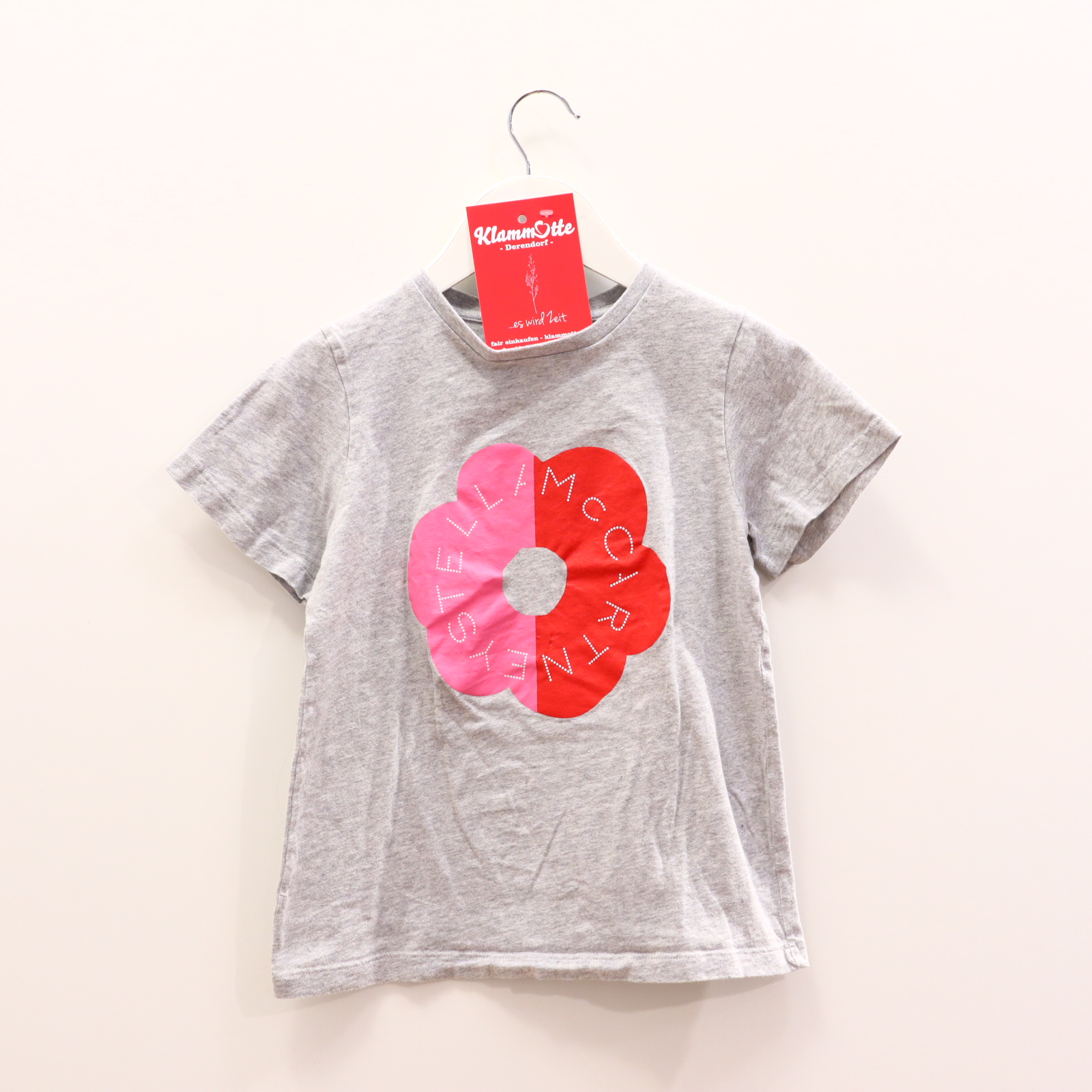 Oberteil STELLAMcCARTNEY 128 grau Logo/melange/Print kurzarm Shirt Baumwolle