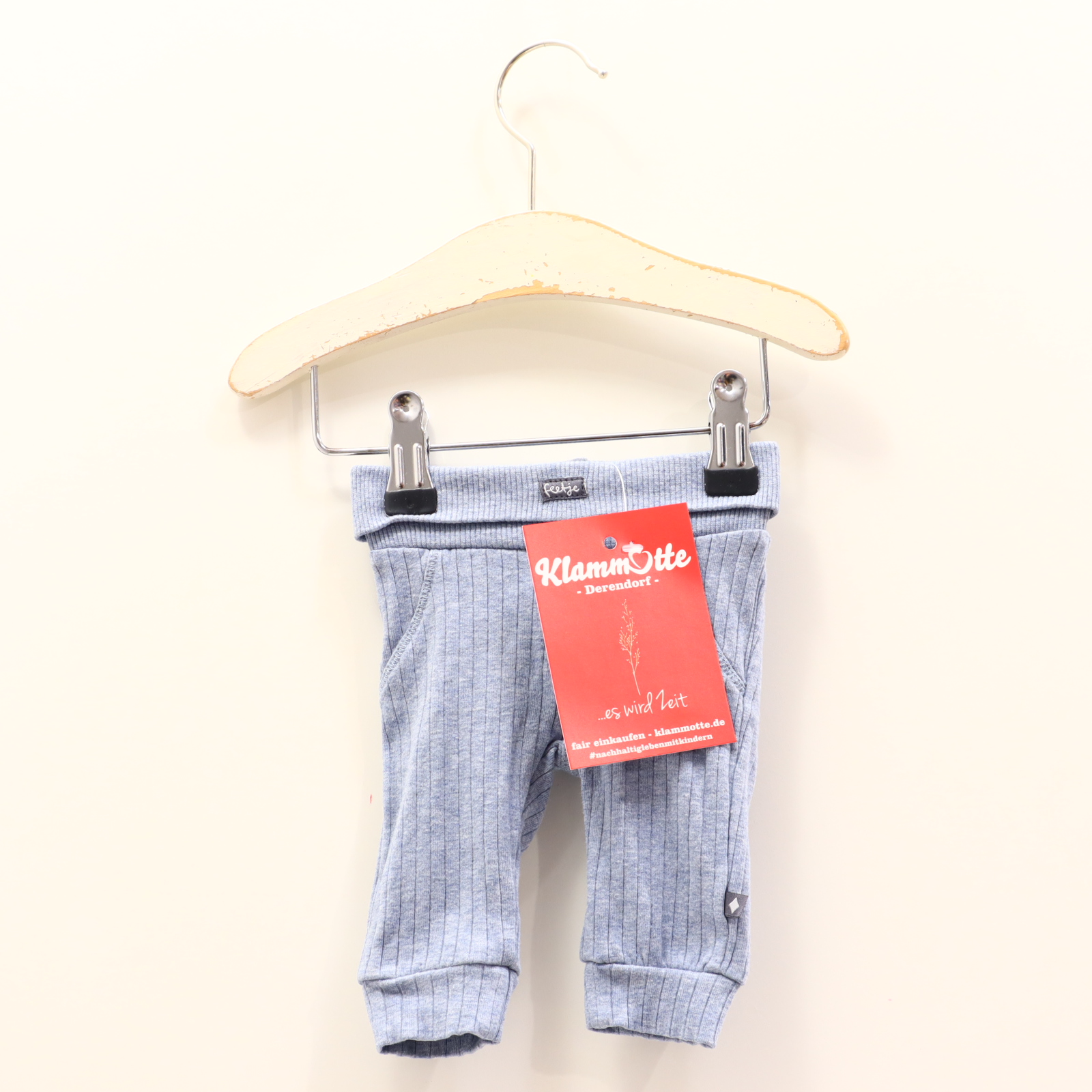 Hosen & Strampler Feetje 50 blau melange/Rippstrick Jerseyhose Bio-Baumwolle/Elasthan Komfortbund