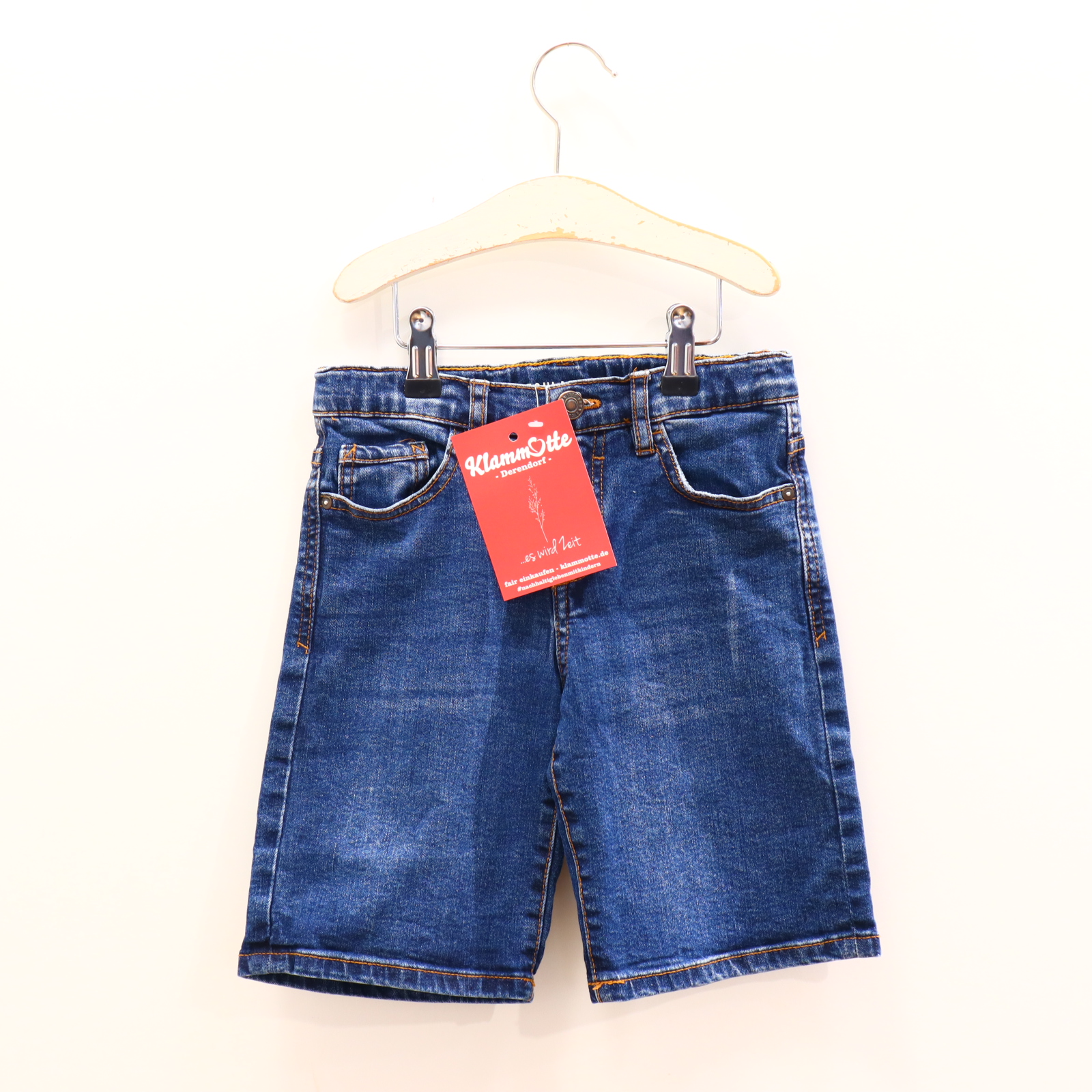 Hose ZARA 128 Jeans/Short blau Knopf/Reißverschluß/verstellb. Bund Denim