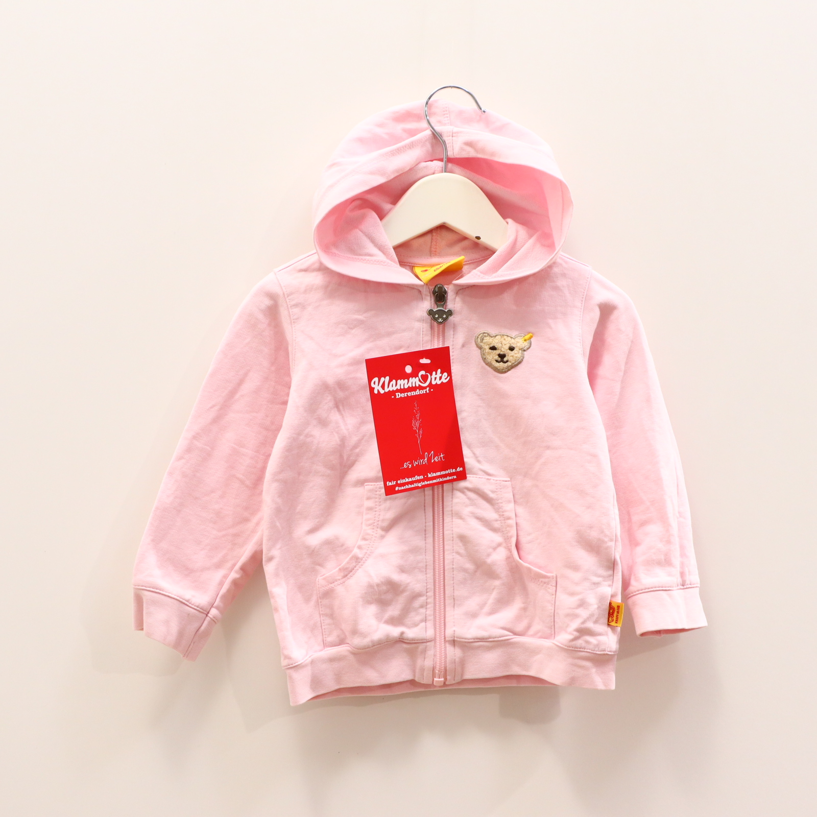 Oberteil Steiff 80 rosa Applikation/Logo Kapuzenjacke Baumwolle/Elasthan
