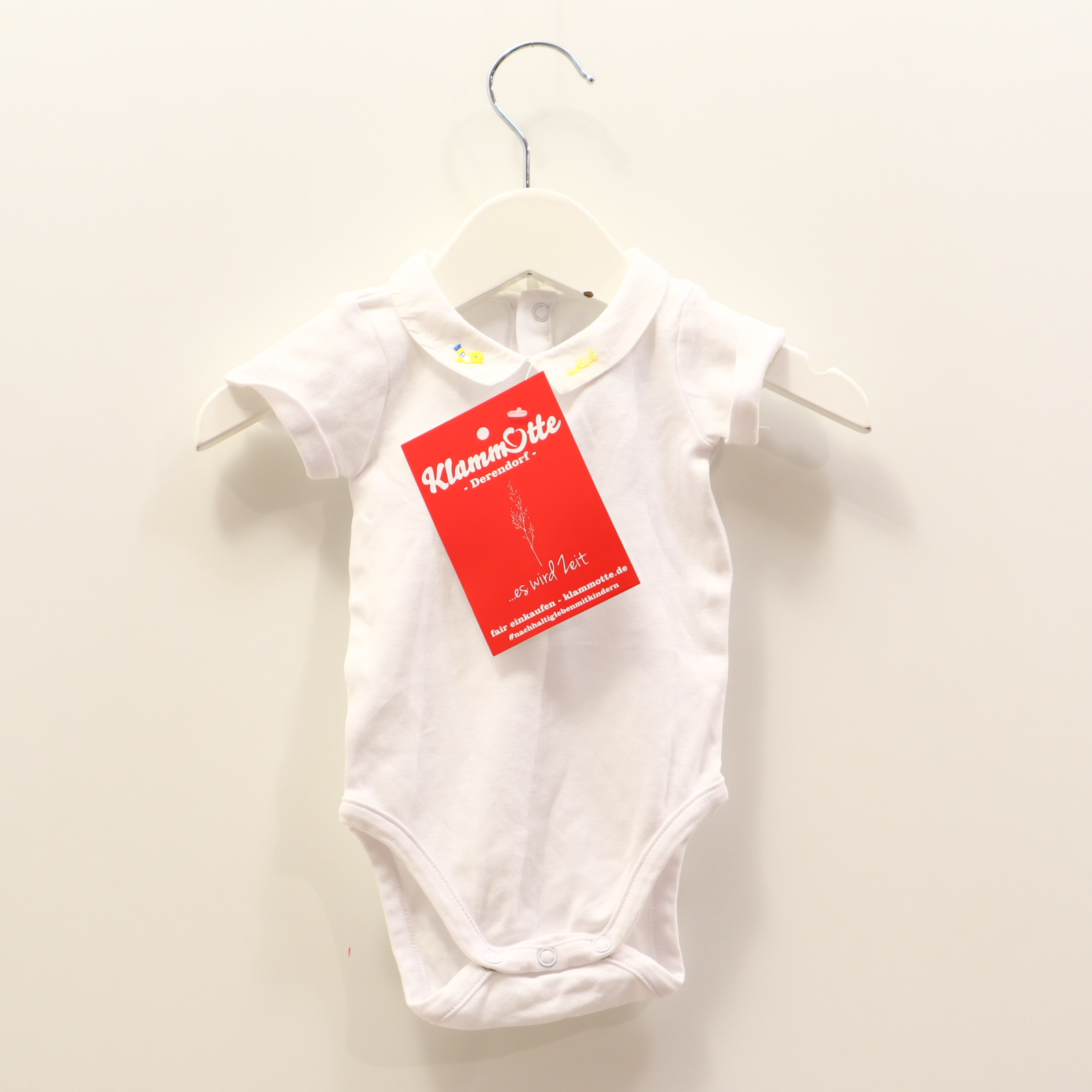 Body jacadi 62 weiß kurzarm Stickerei Kragen Baumwolle