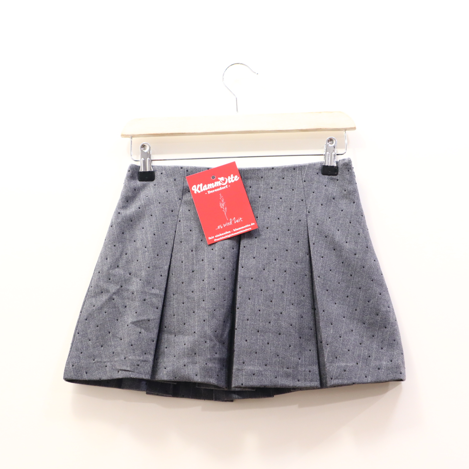 Kleider & Röcke ZARA Flanellrock/Hosenrock/Skort 146/152 grau fischgrät/gestreift/Strass Elastan/Polyester/Viskose Reißverschluß