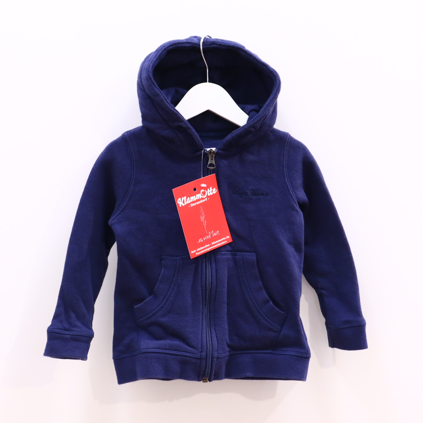Oberteil Pepe Jeans Gr. 104 Kapuzenjacke blau Baumwolle Logo/Stickerrei
