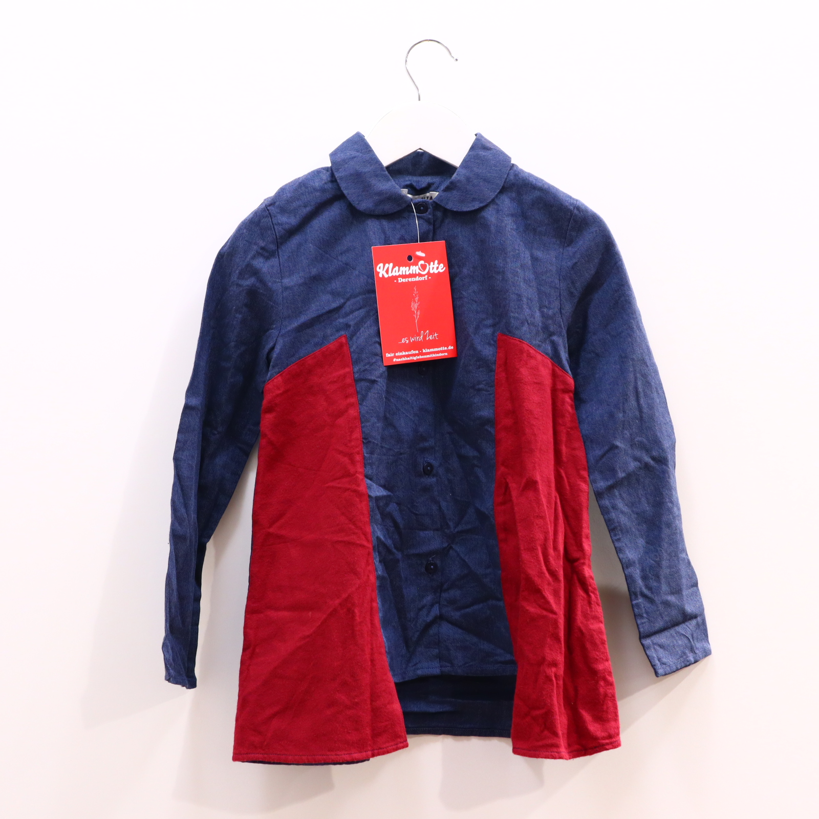 Oberteil WOLF&RITA 128 blau/bordeaux Bluse/langarm Baumwolle