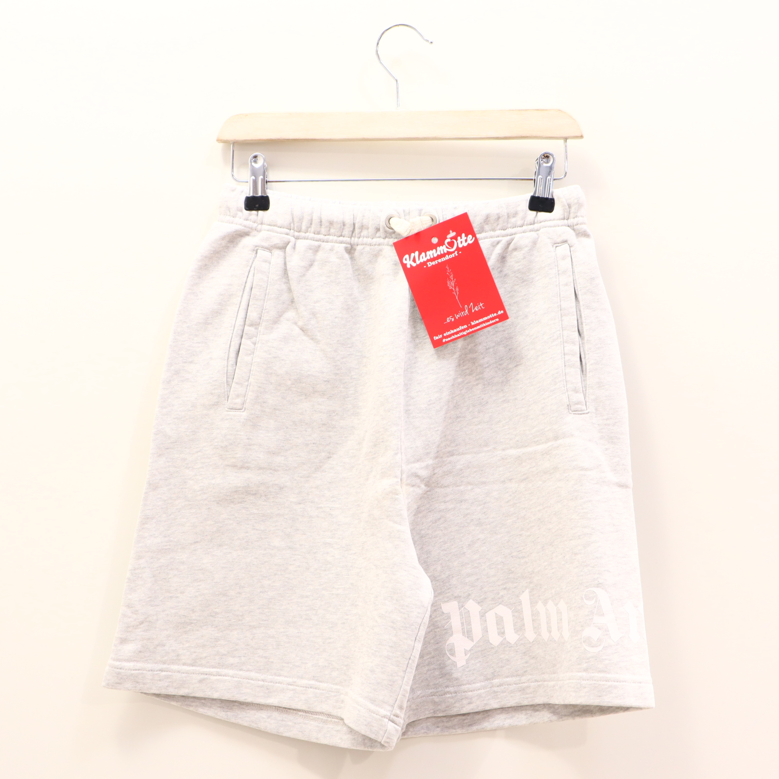 Hose Palm Angels 152 Short grau Logo/melange/Print Gummibandzug/Kordelzug Baumwolle/Sweat