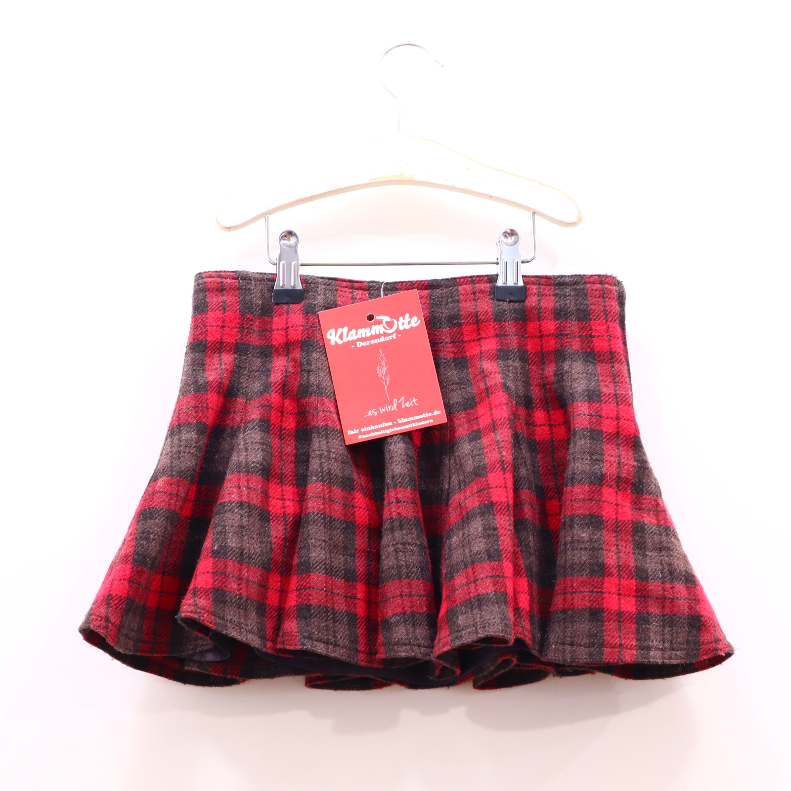 Kleider & Röcke Lili Gaufrette Rock 116 grau/rot gestreift/kariert Flanell/Polyester/Wolle verstellb. Bund/Reißverschluß