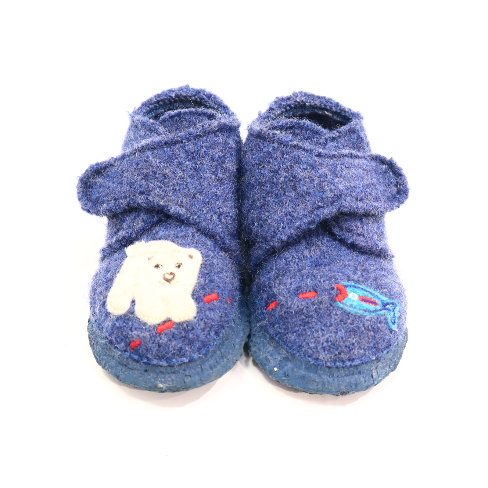 Hausschuhe/Wasserschuhe NANGA 23 blau Klett/Pantoffel Filz/Wolle