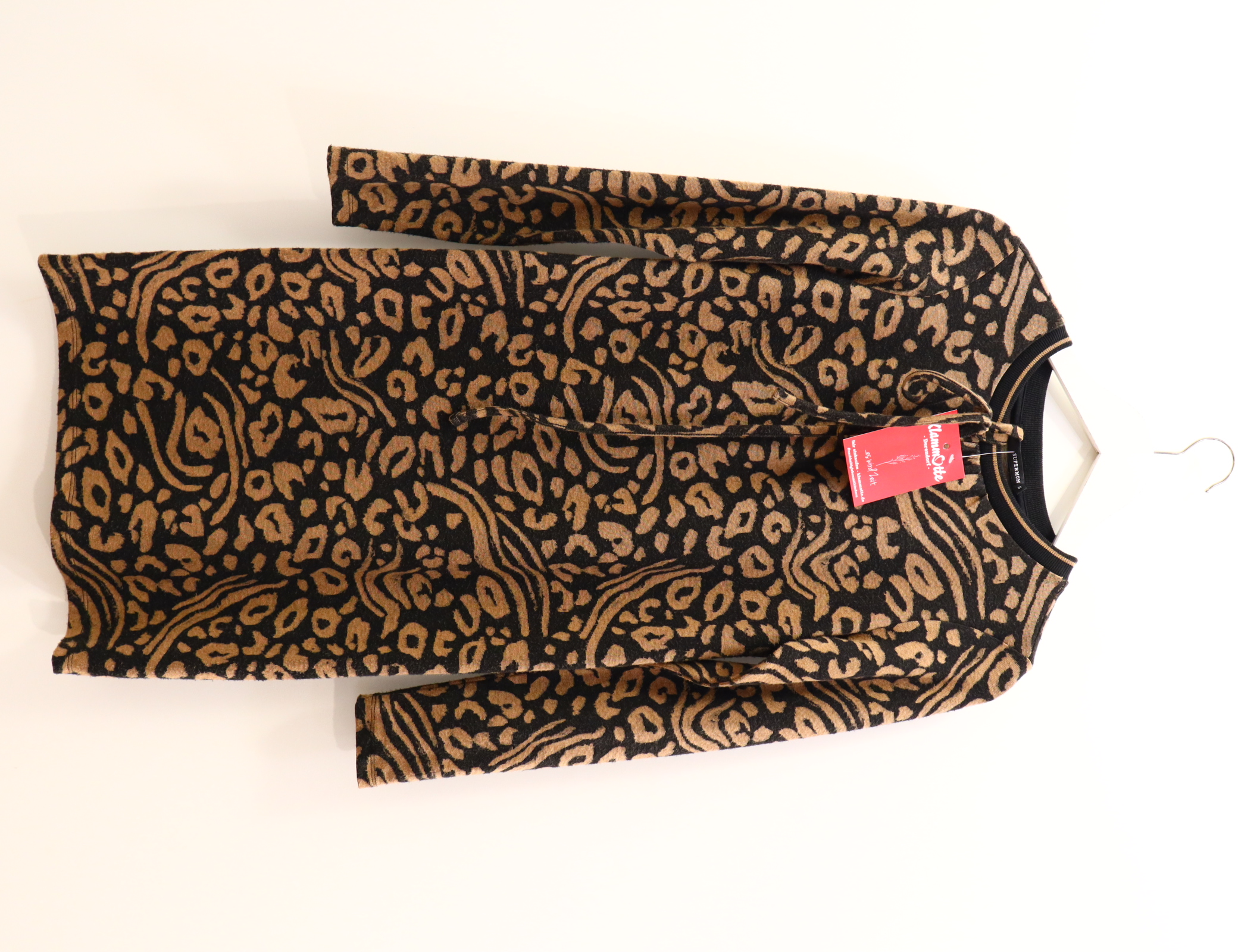 Kleider & Röcke SUPERMOM Kleid XS/34 schwarz/karamell Alloverprint Elasthan/Polyester/Viskose leichtes Pilling