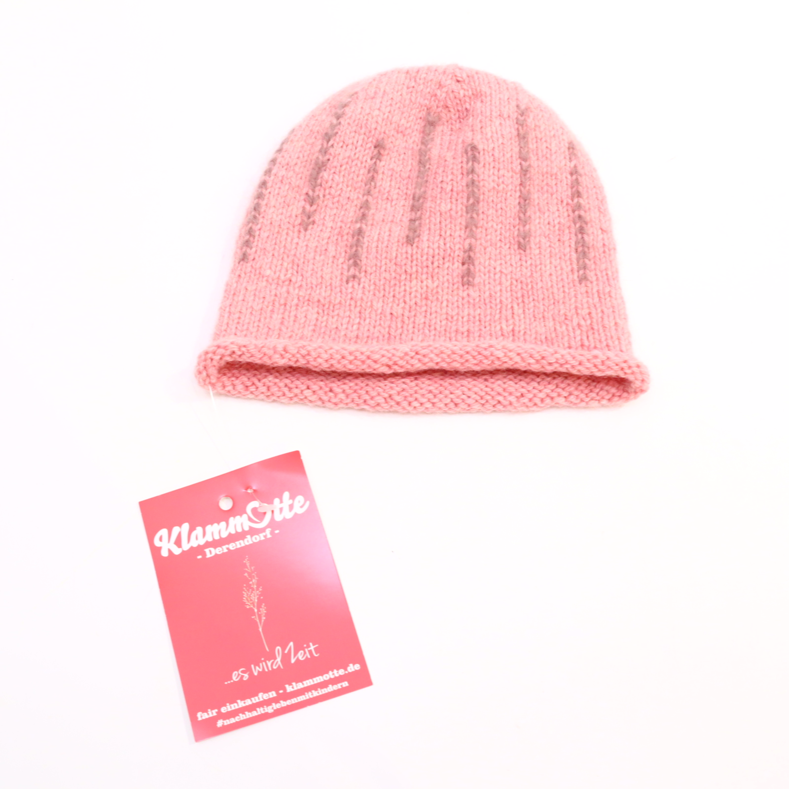 Oberteil Handmade grau/rosa Muster Mütze Strick