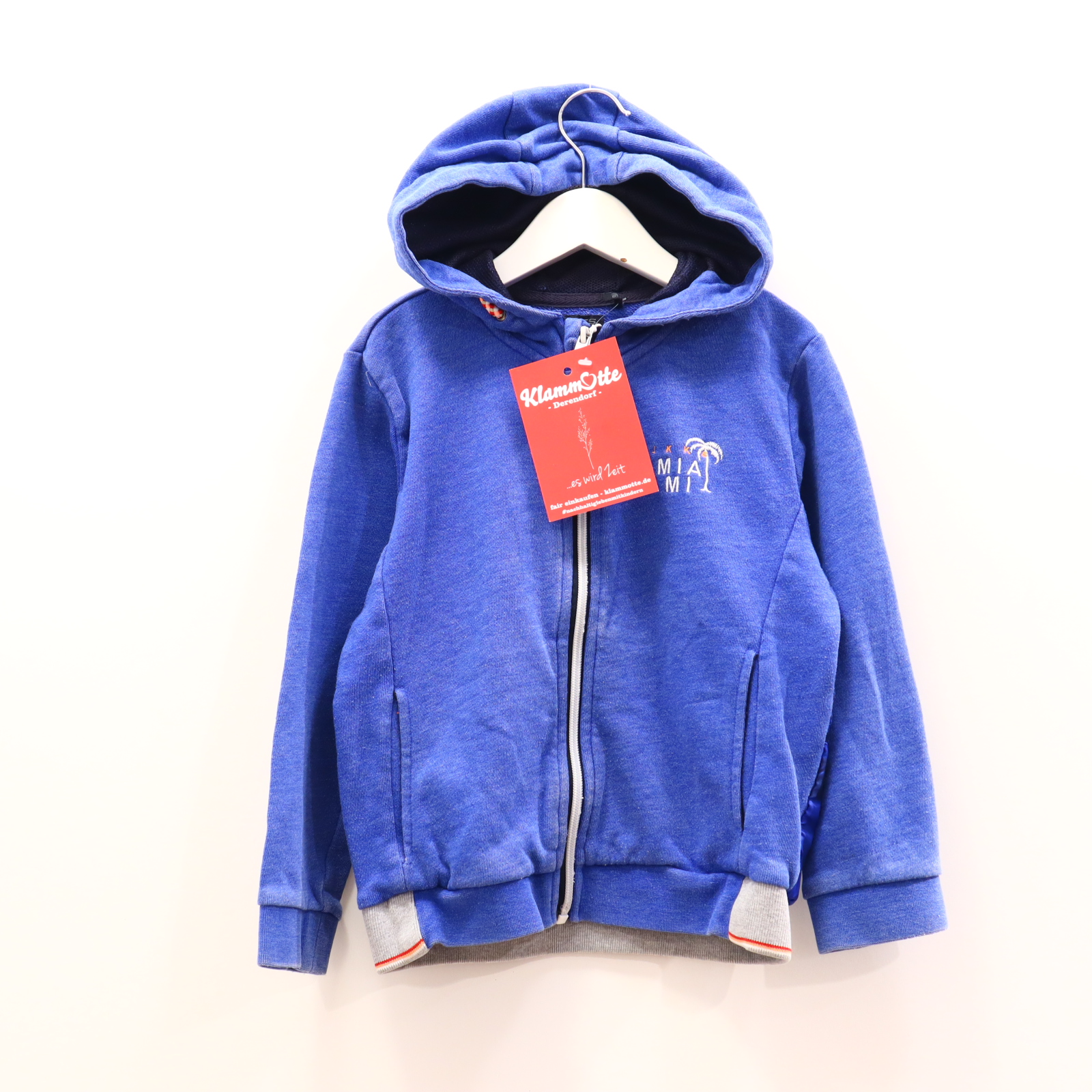 Oberteil IKKS Gr. 116 Kapuzenjacke blau Baumwolle/Polyester Backprint/melange/Stickerrei