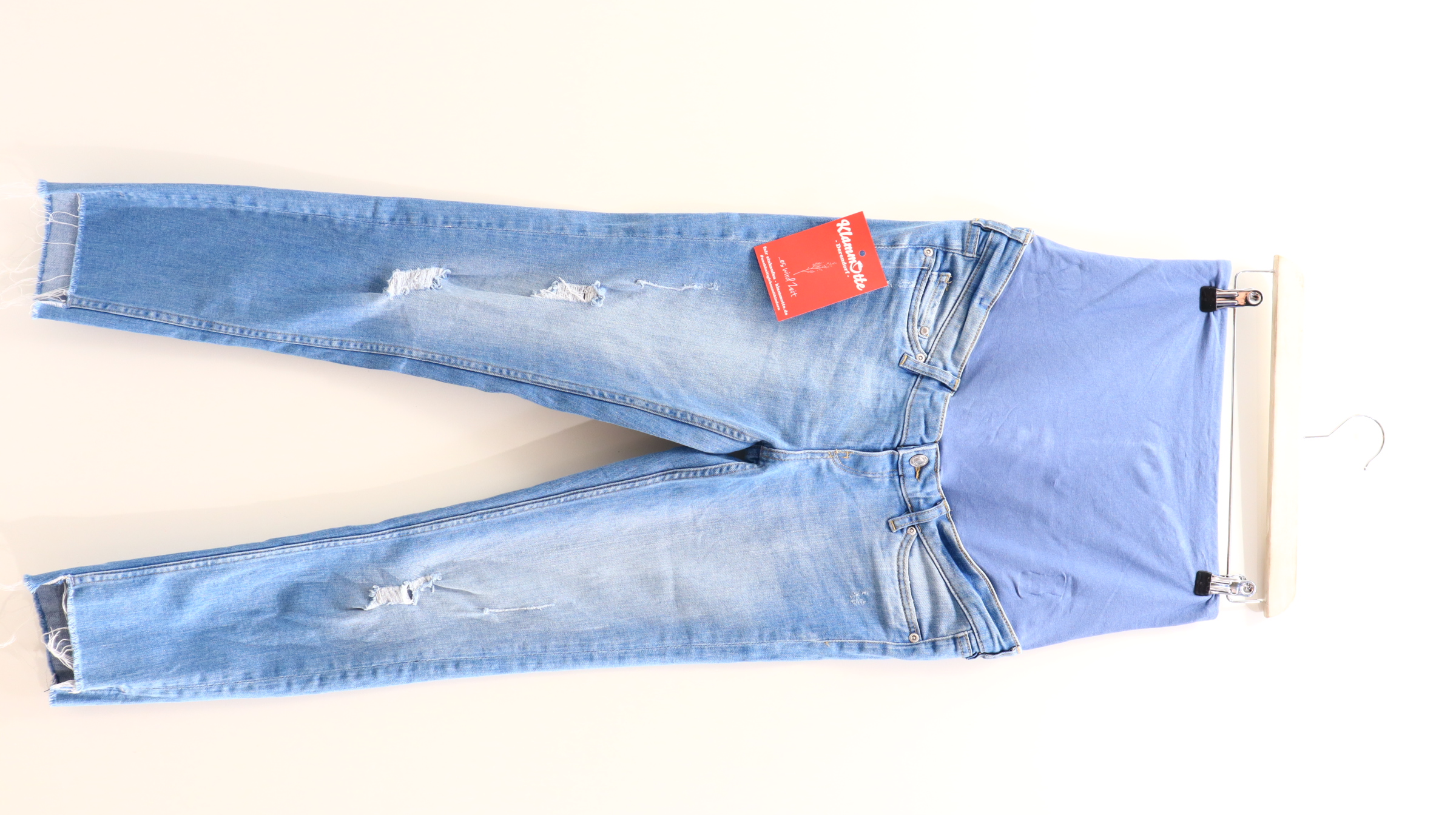 Hose H&M 38 Jeans Slim blau used-look denim High rib