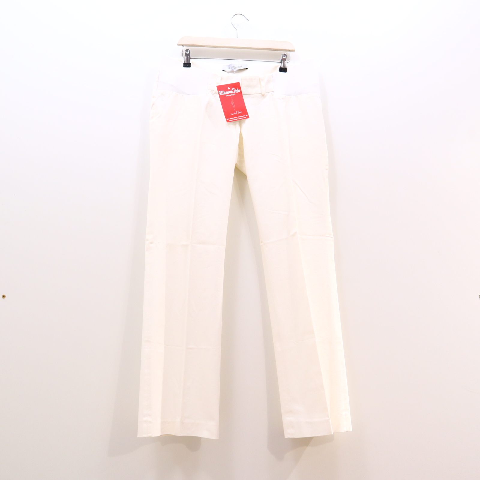 Hose SLACKS & CO 42 weiß Baumwolle/Elastan/Twill Low rib W32