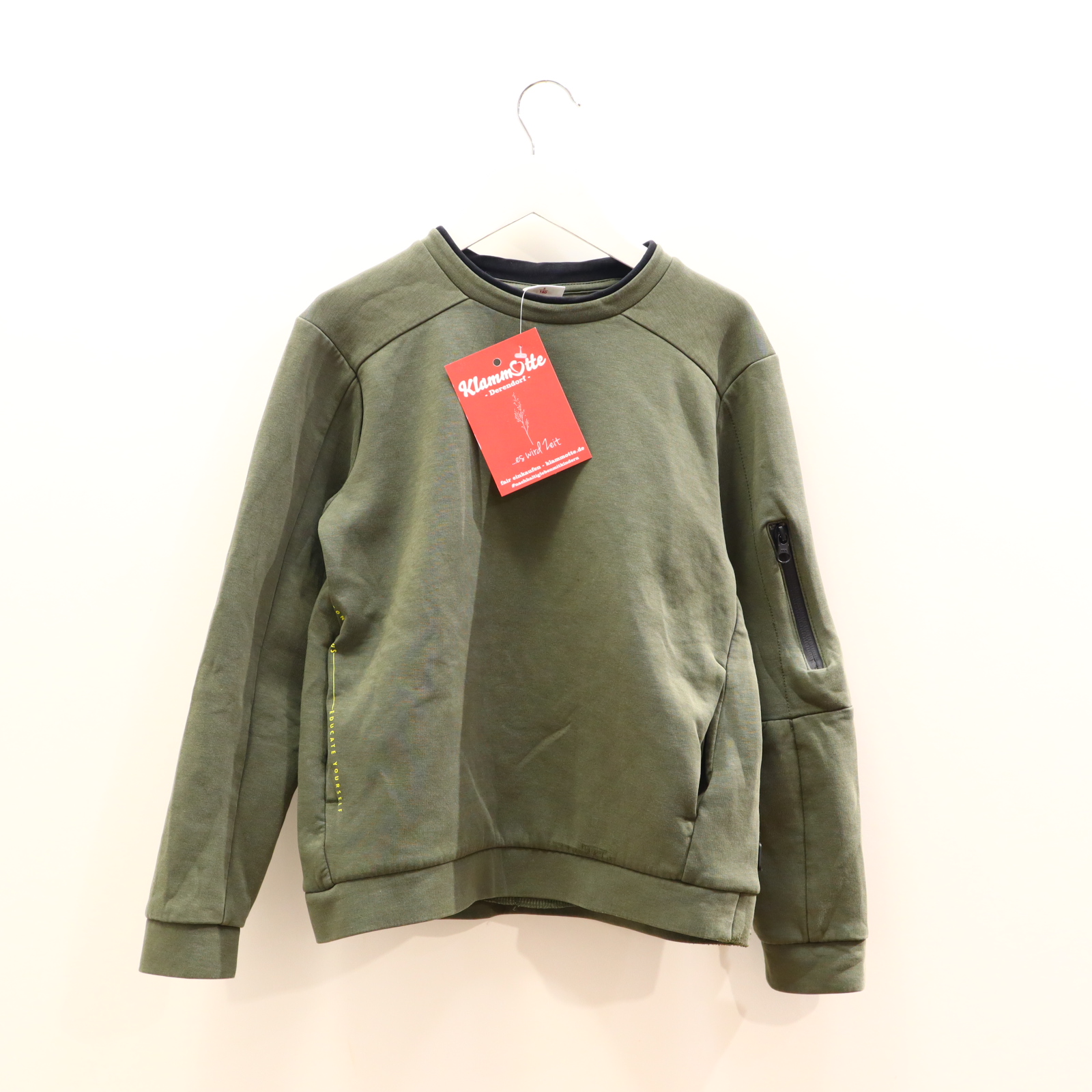 Oberteil S. Oliver Gr. 140 Sweatshirt oliv Baumwolle/Elasthan/Polyester Print