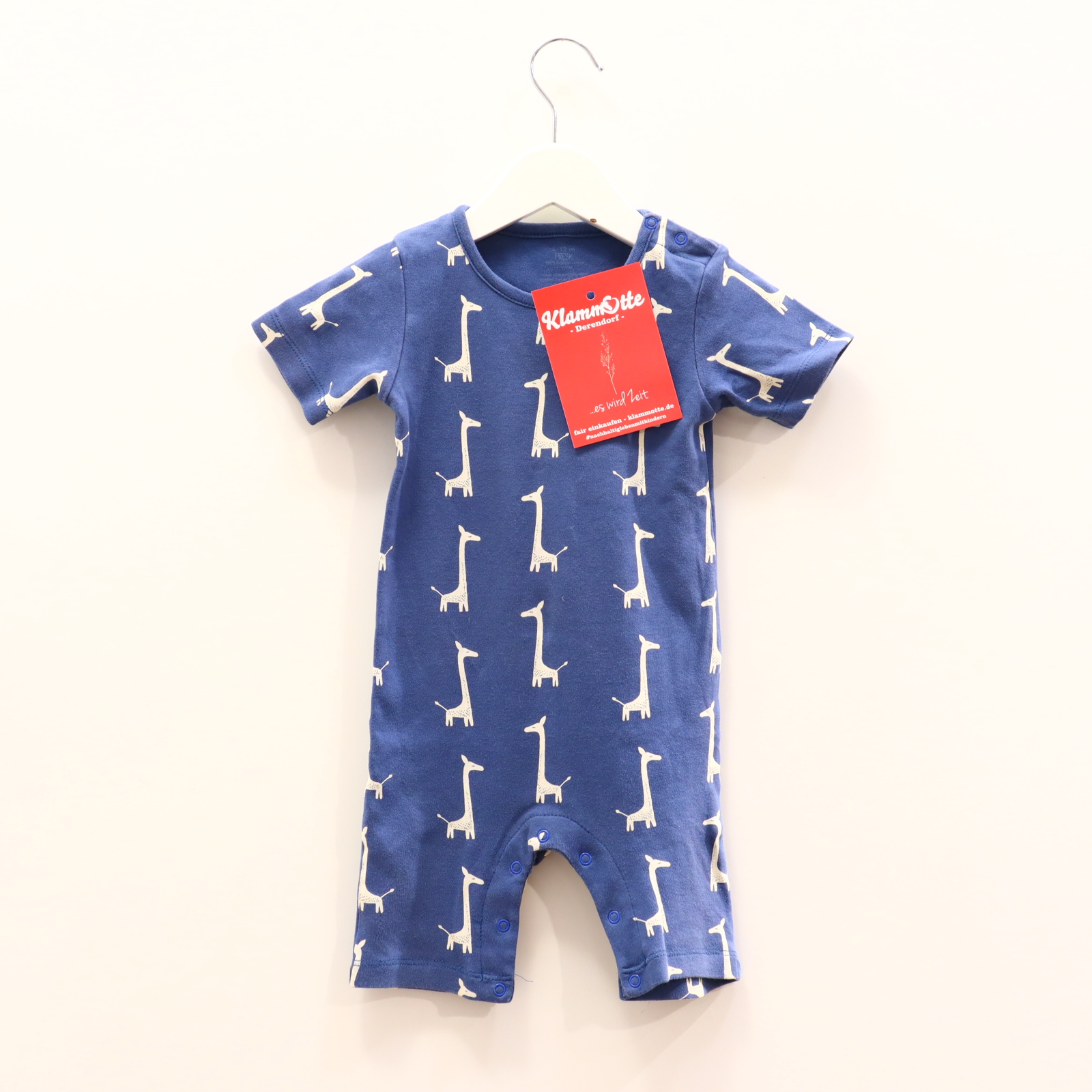 Oberteil FRESK 74/80 blau Alloverprint kurzarm/Schlafeinteiler mit Fuß