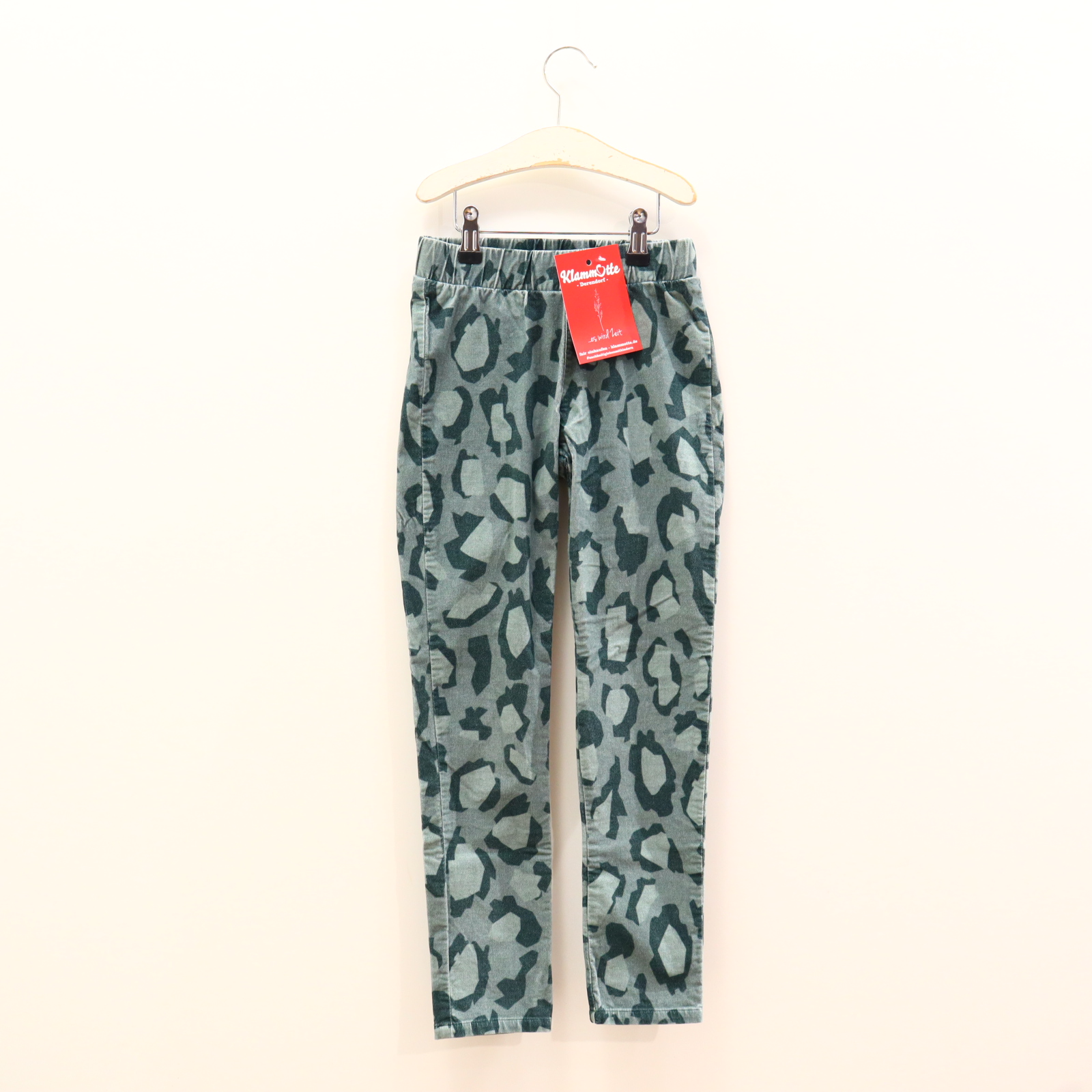 Hose KENZO Tregging 128 grün Allover Print Samt Gummibandzug