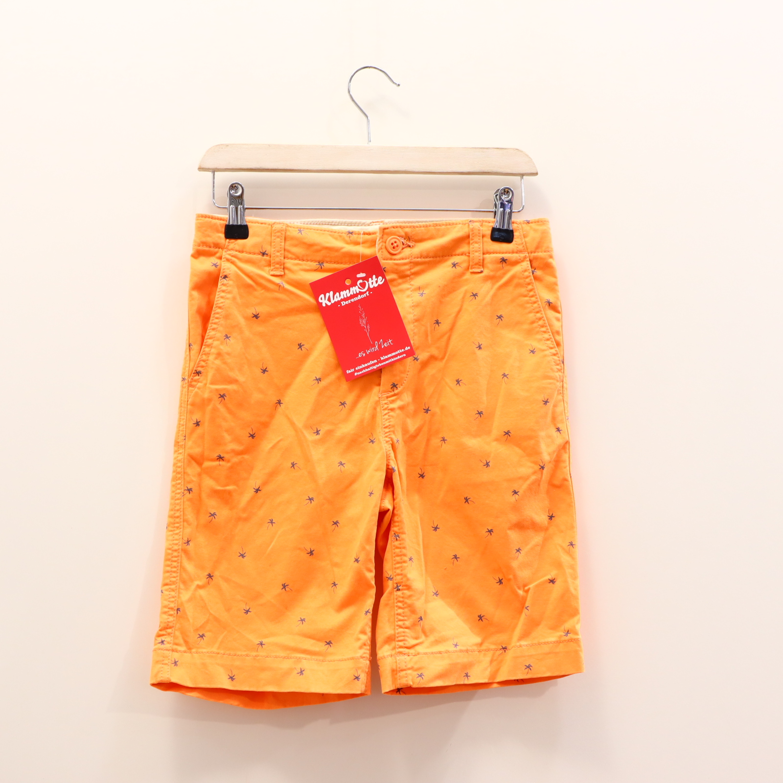 Hose GAP 152/158 Short orange Alloverprint Knopf/Reißverschluß/verstellb. Bund Baumwolle/Elasthan/Twill