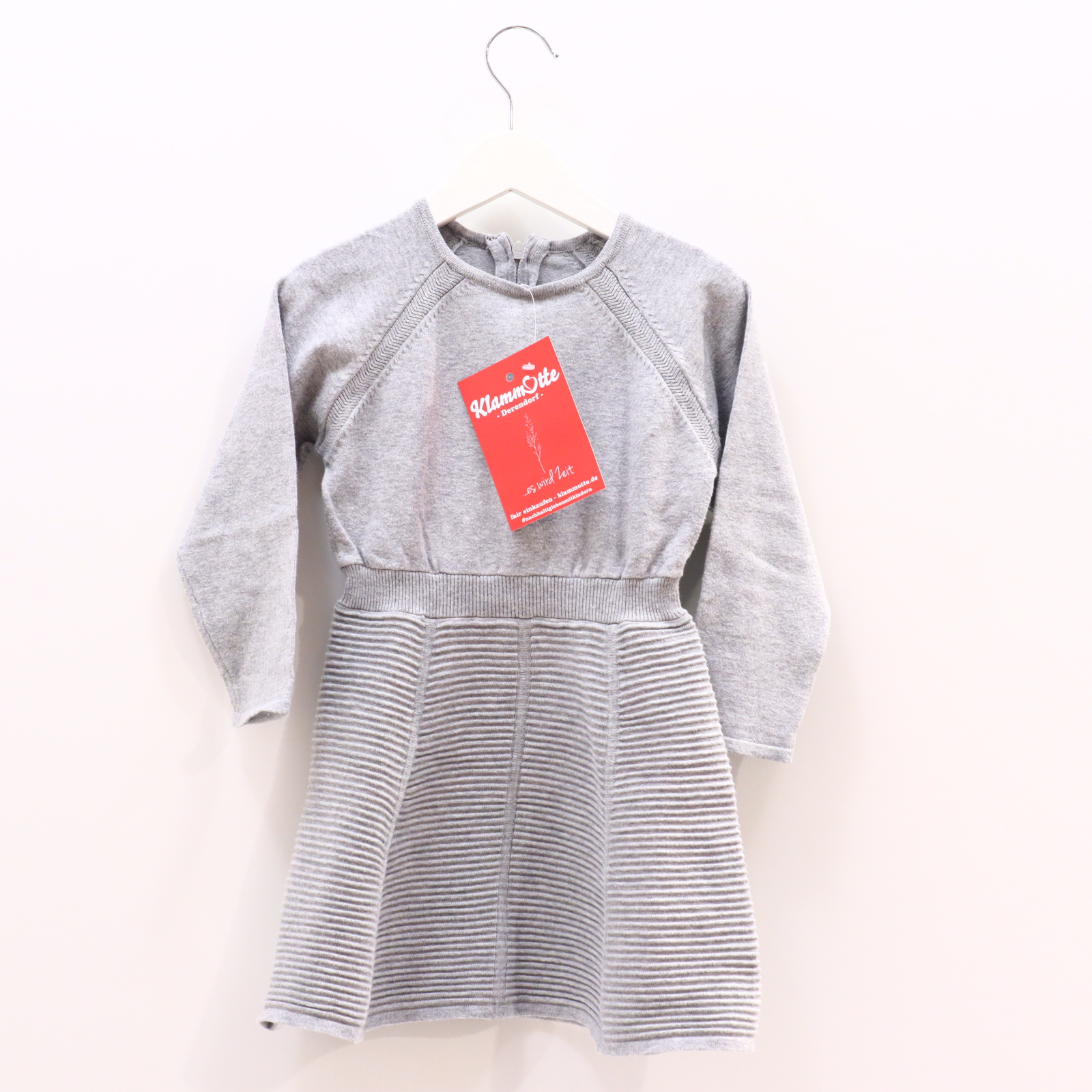 Kleider & Röcke jacadi Strickkleid 104 grau gestreift Baumwolle/Polyamid Reißverschluß