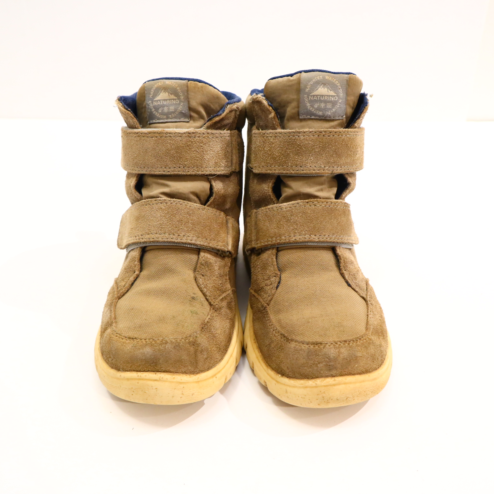 Halbschuhe Naturino Boots/Klett 33 braun TEX/Wildleder Herbst/Winter leichte gleichmäßige Ablaufspuren gefüttert