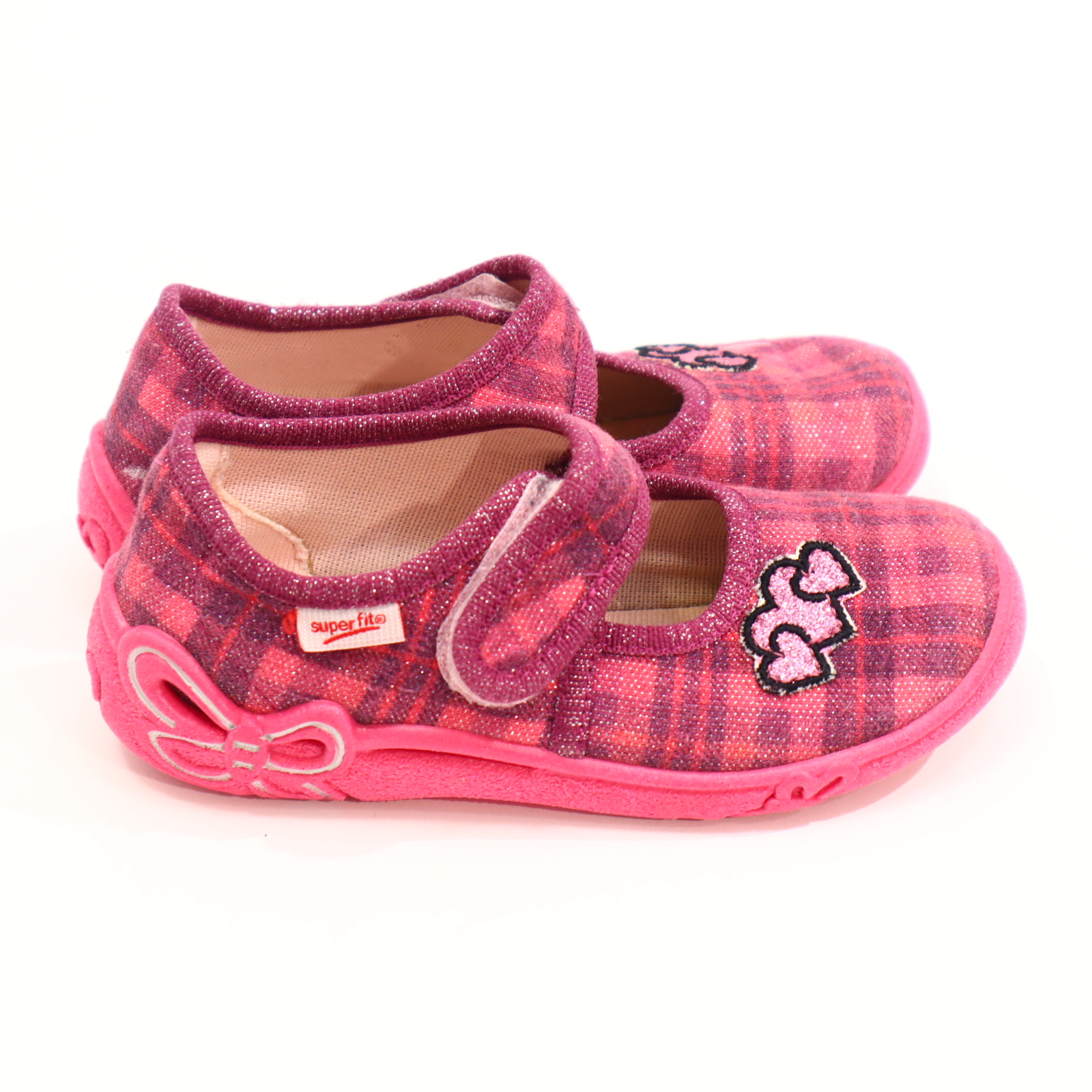 Hausschuhe/Wasserschuhe SuperFit 25 bordeaux/pink Ballerina/Klett/Pantoffel Mittel Canvas