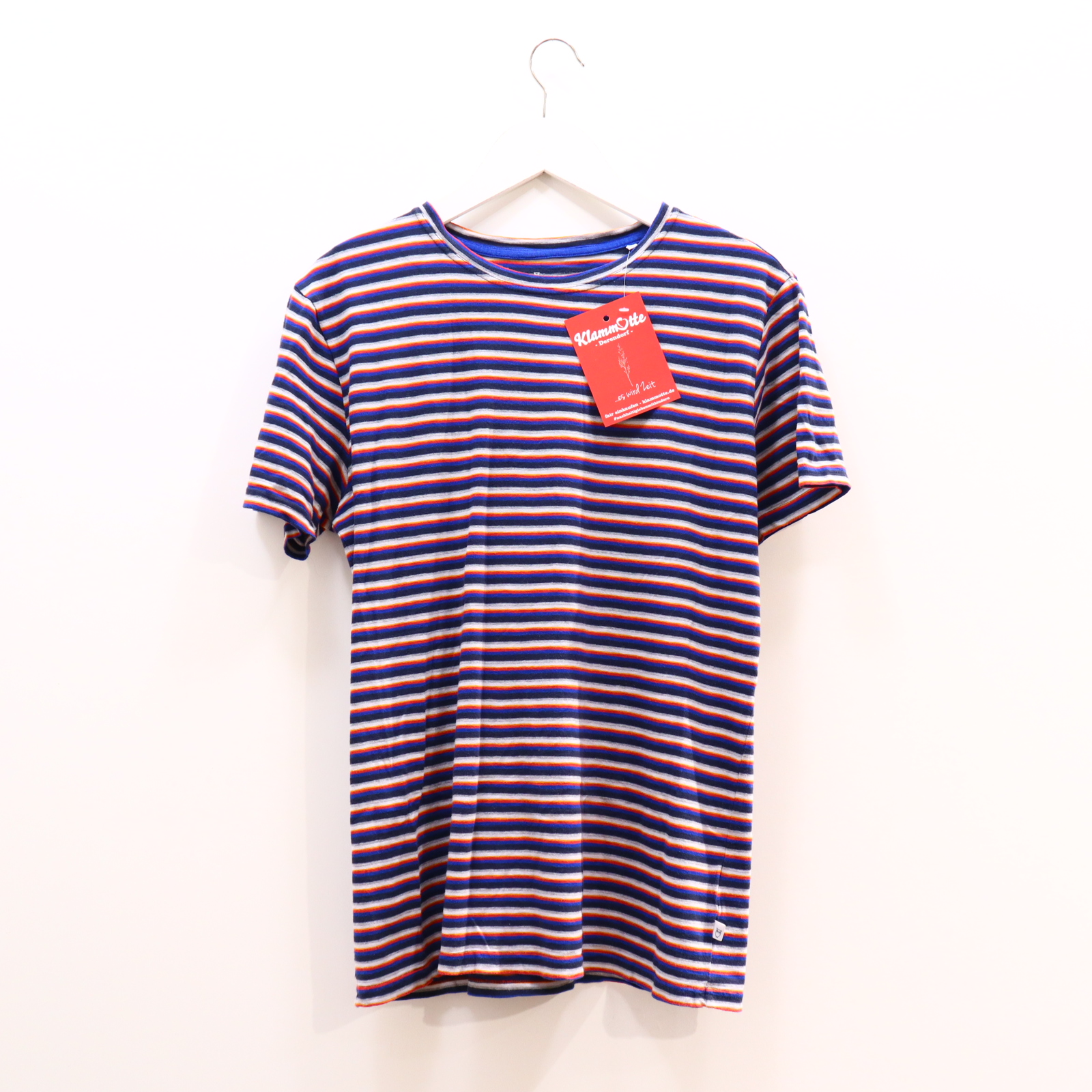 Oberteil Knowledge Cotton Apparel Gr. 176 kurzarm Shirt bunt gestreift M