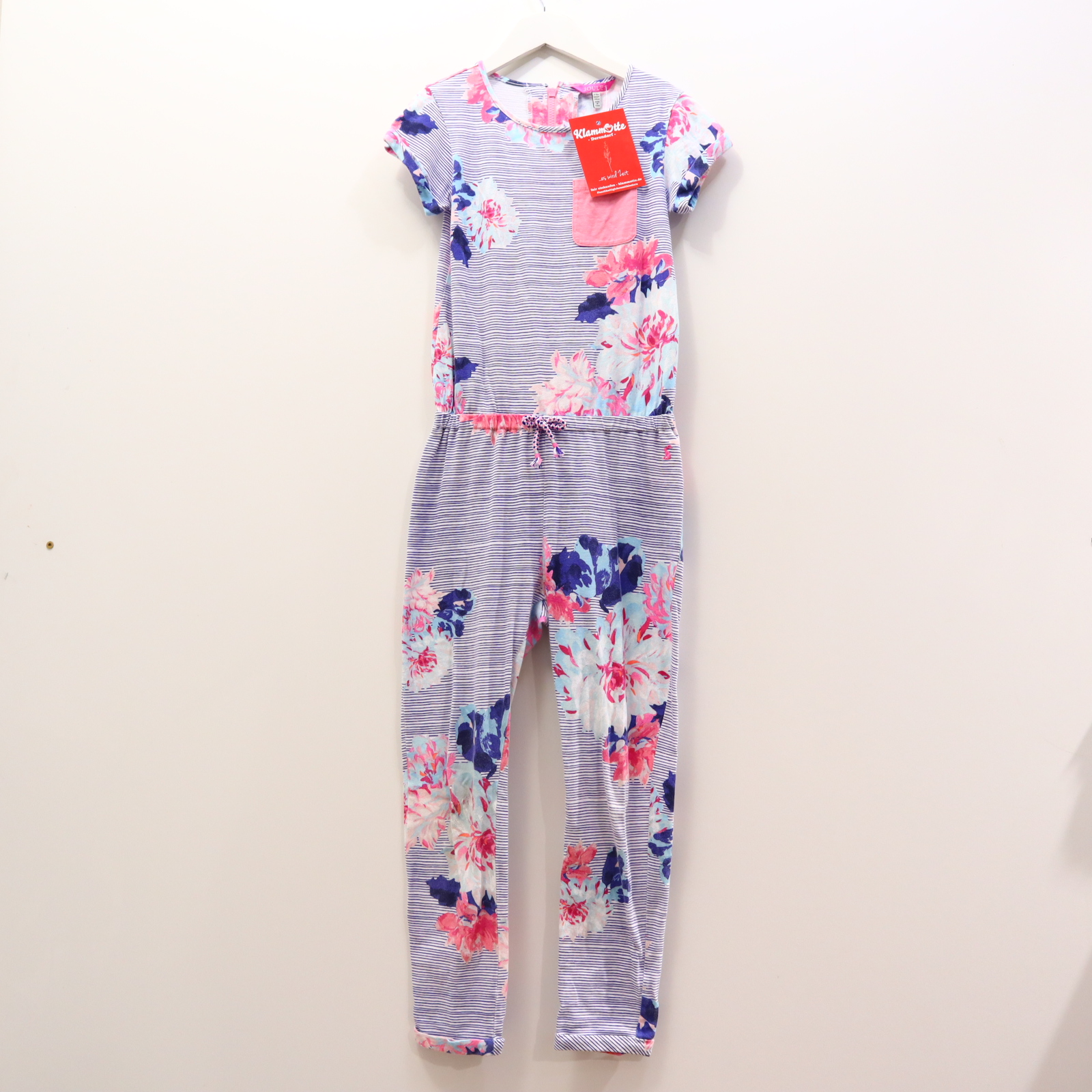 Kleider & Röcke JOULES Jerseykleid 140 blau/rosa/weiß Allover Print/Alloverprint/Blumen Baumwolle/Jersey Reißverschluß