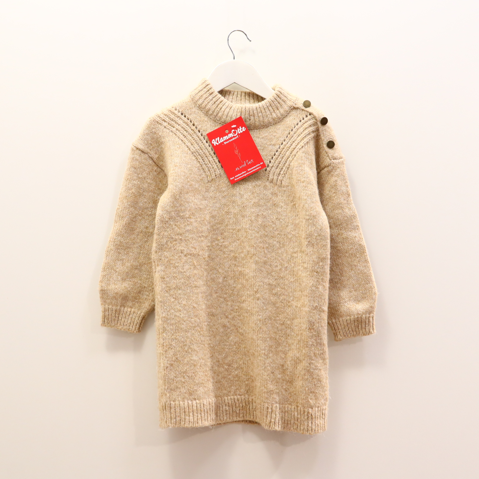 Kleider & Röcke Vertbaudet Strickkleid 116 sand melange Polyacryl/Polyamid/Polyester/Wolle