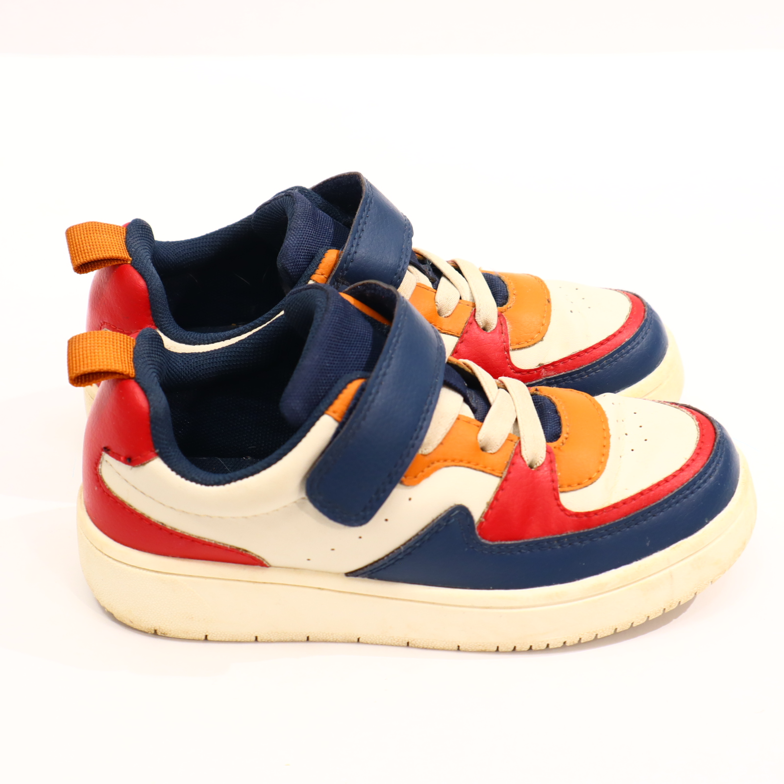 Halbschuhe H&M Klett/Sneaker 30 blau/orange/rot/weiß leichte gleichmäßige Ablaufspuren