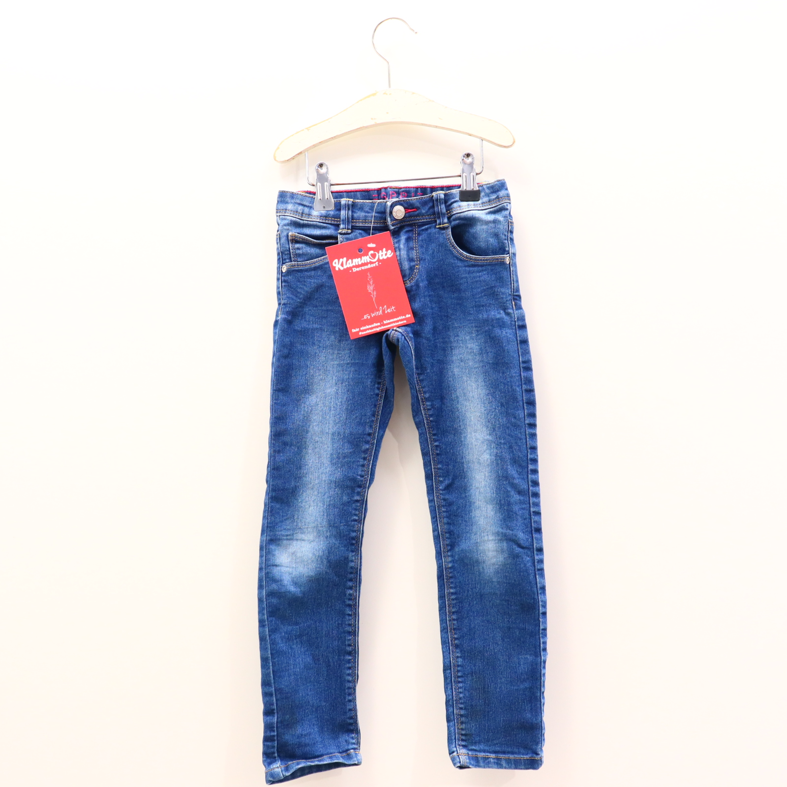 Hose ESPRIT Jeans 116 blau Denim Reißverschluß/Schiebeknopf/verstellb. Bund Skinny