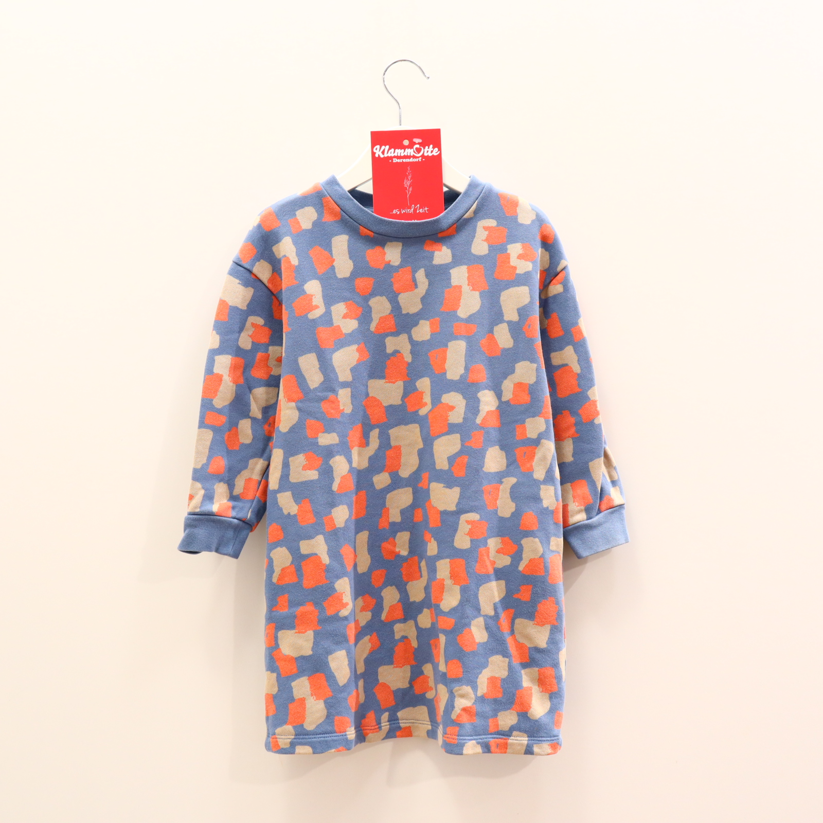 Kleider & Röcke COS Sweatkleid 110/116 apricot/blau/sand Alloverprint Baumwolle
