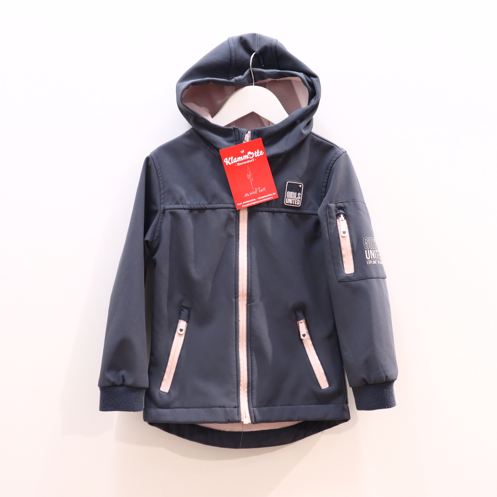 Jacke dopodopo Softshelljacke 128 grau/rosa Applikation/Logo/Print