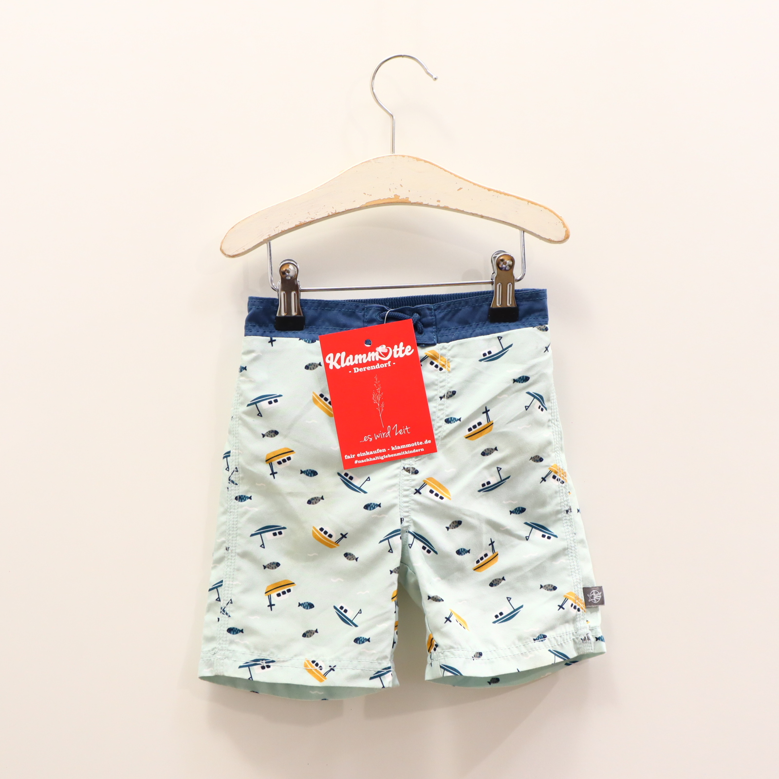 Bademode LÄSSIG 92 blau/grün Alloverprint Badeshorts UPF 80/mit Windelfutter