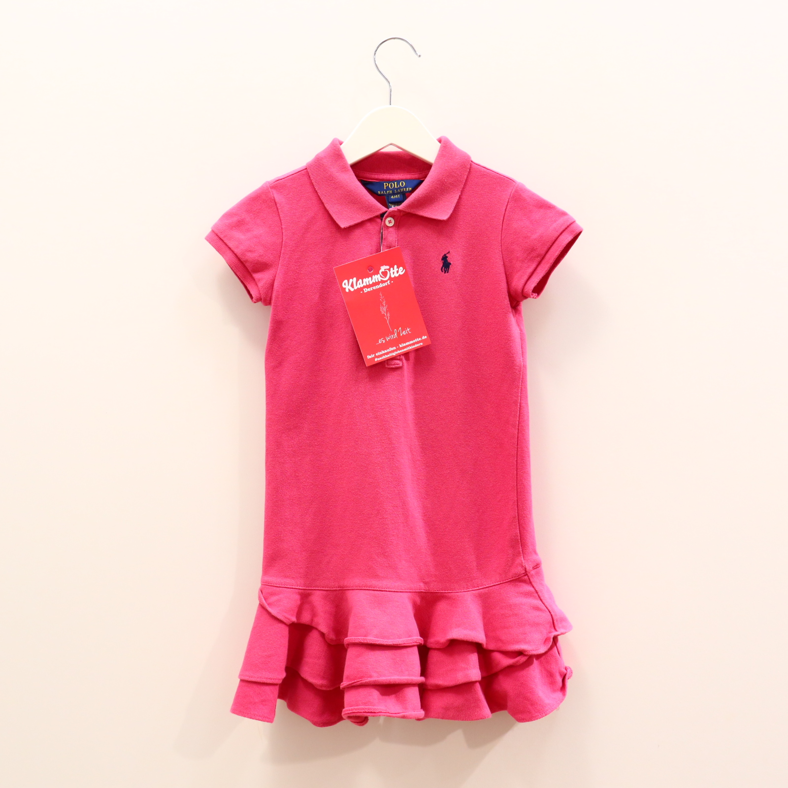 Kleider & Röcke RALPH LAUREN Polokleid 104 pink Logo/Stickerei Baumwolle/Elastan/Piquee Knopfleiste