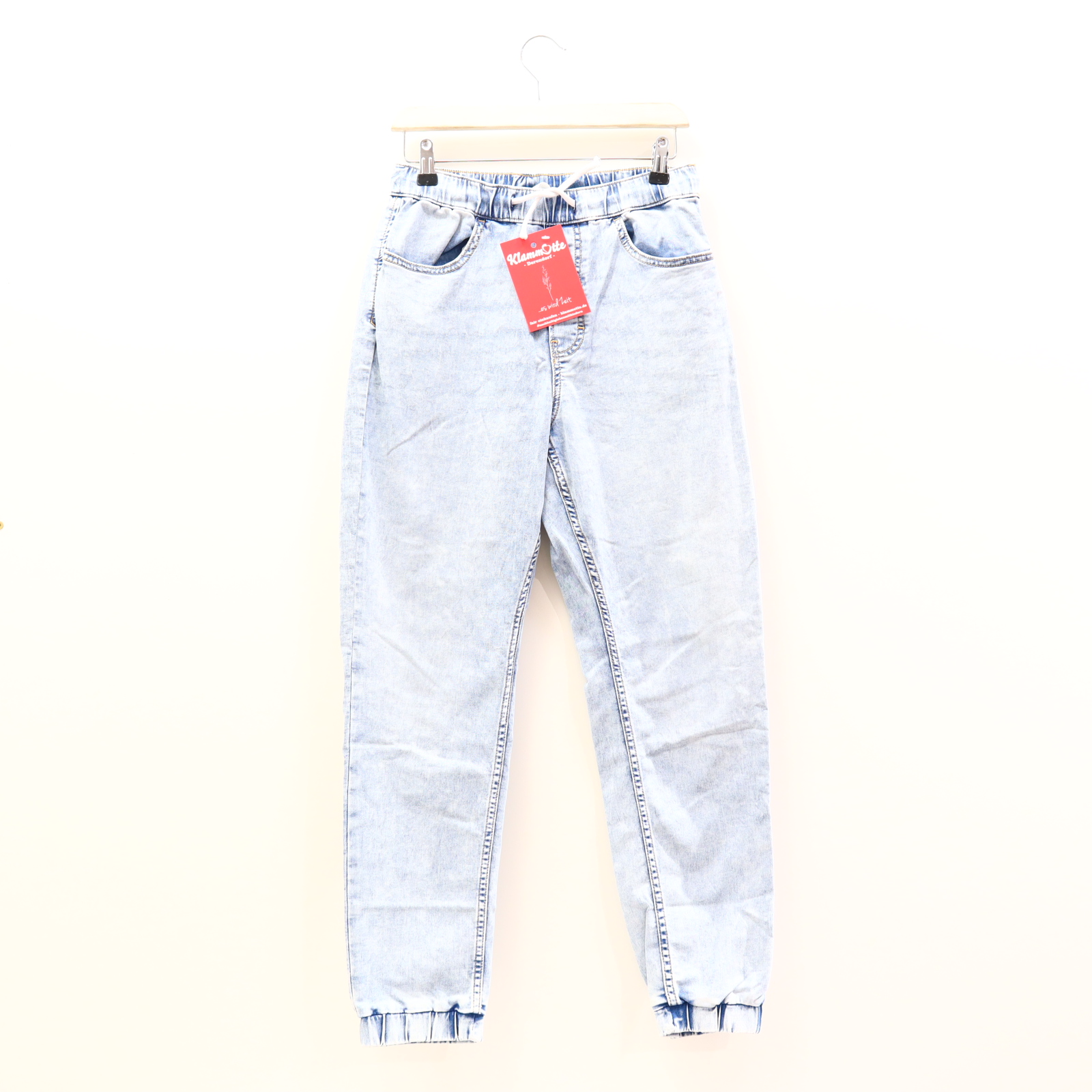 Hose H&M 164 Jeans/Jogger blau Gummibandzug/Kordelzug Denim Pull-On