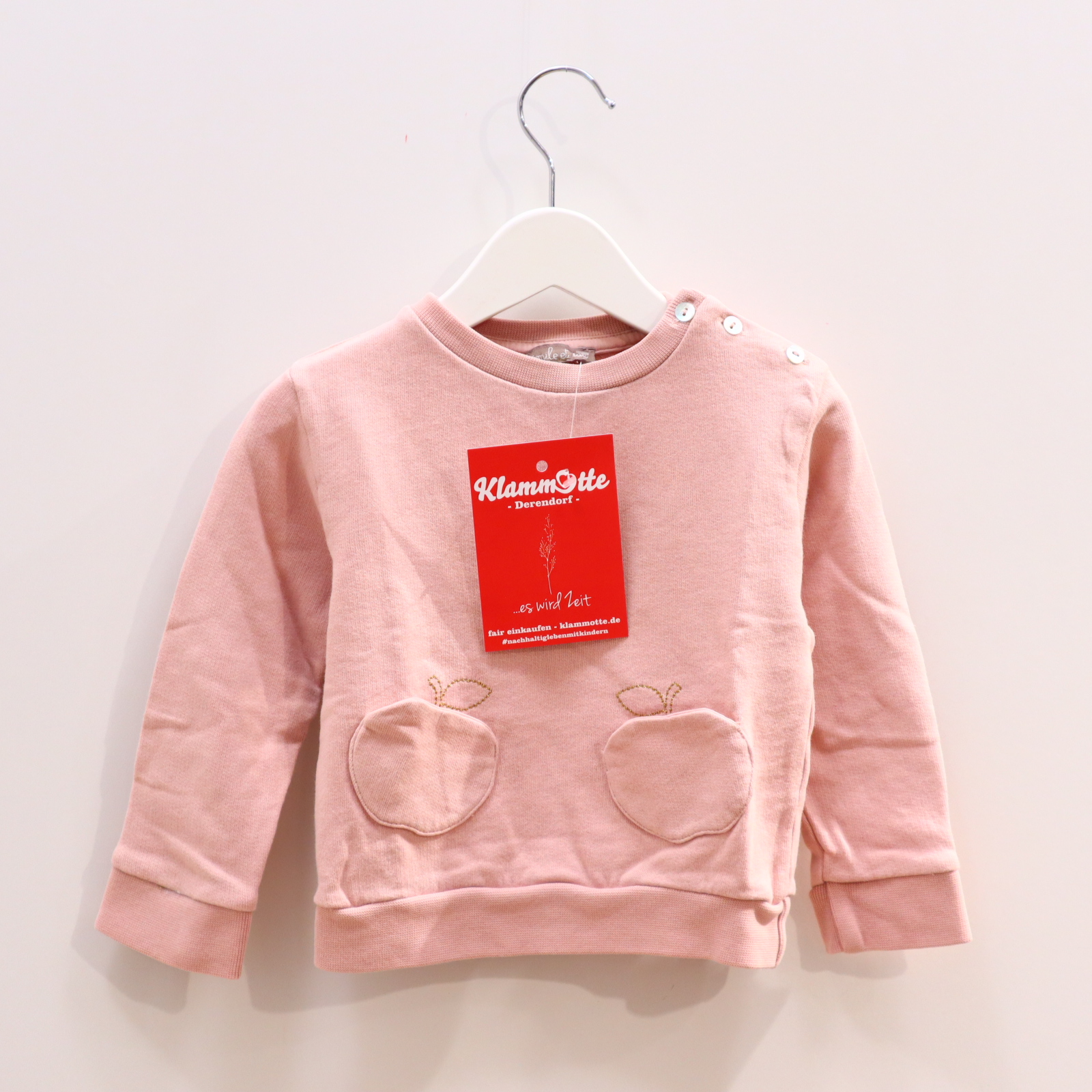 Oberteil emile & ida 86 rosa Stickerei Sweatshirt Baumwolle Perlumuttknöpfe