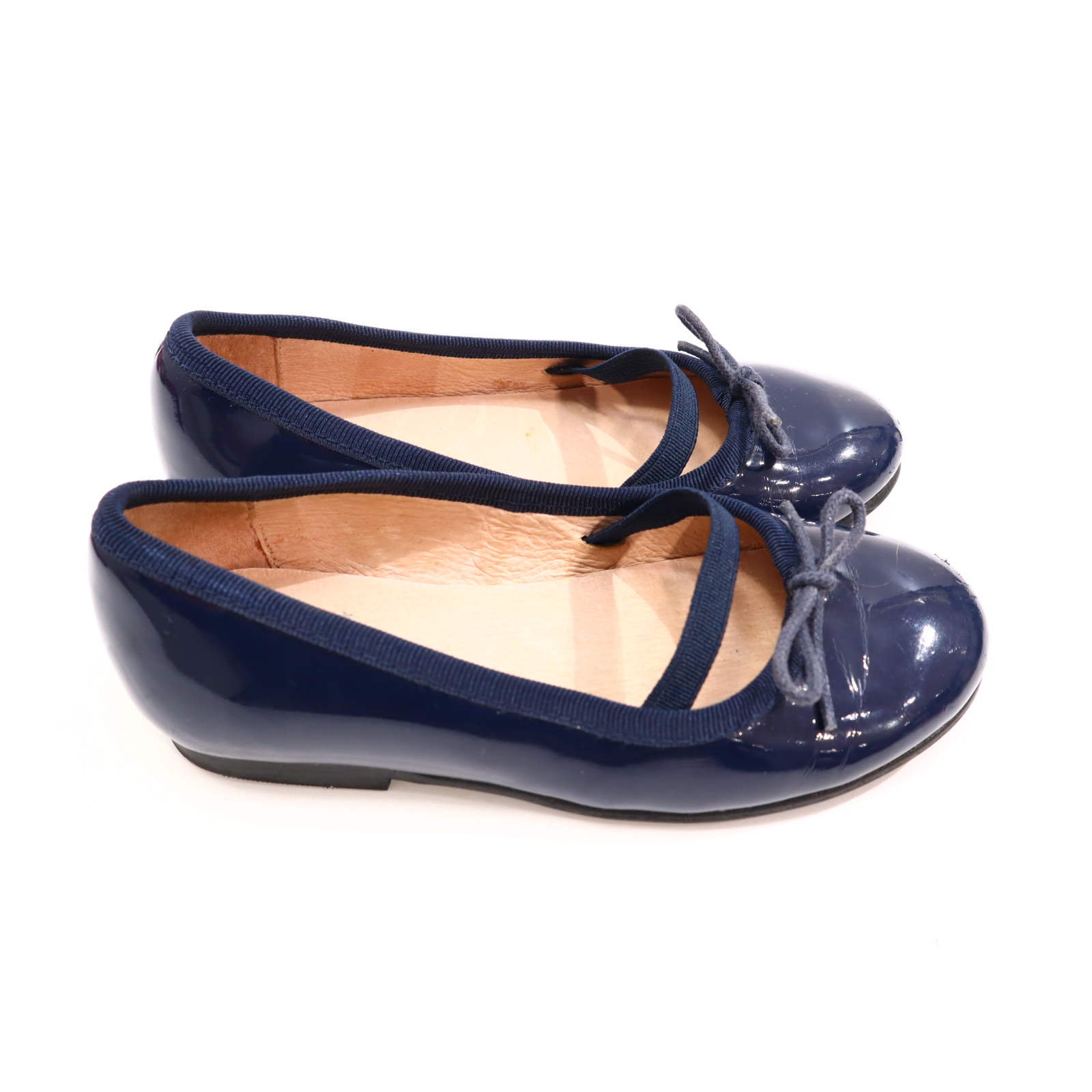 Halbschuhe Jacadi Riemchenballerina 25 blau Lackleder leichte gleichmäßige Ablaufspuren