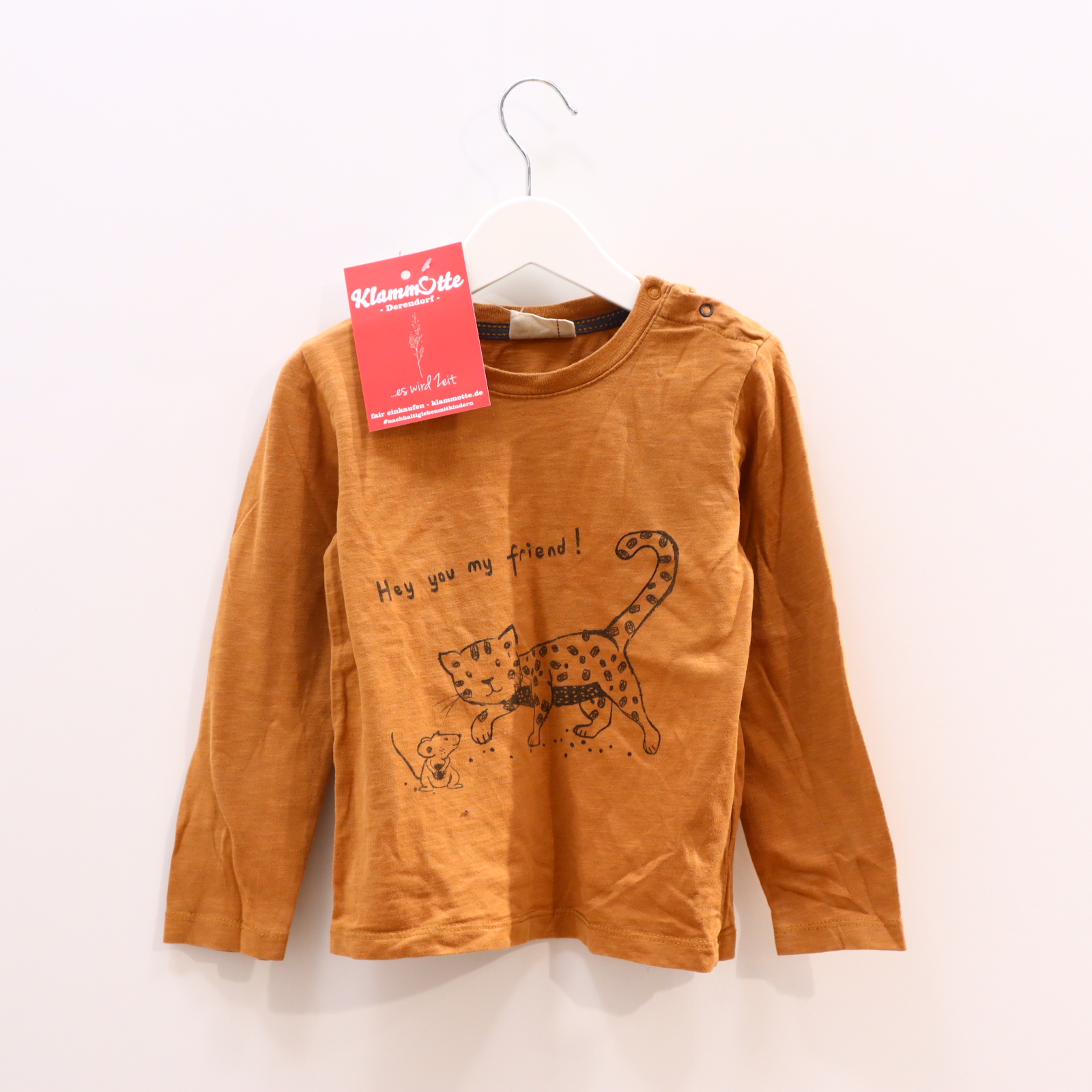 Oberteil People WEAR ORGANIC Gr. 104/Gr. 98 langarm Shirt karamell Biobaumwolle Print