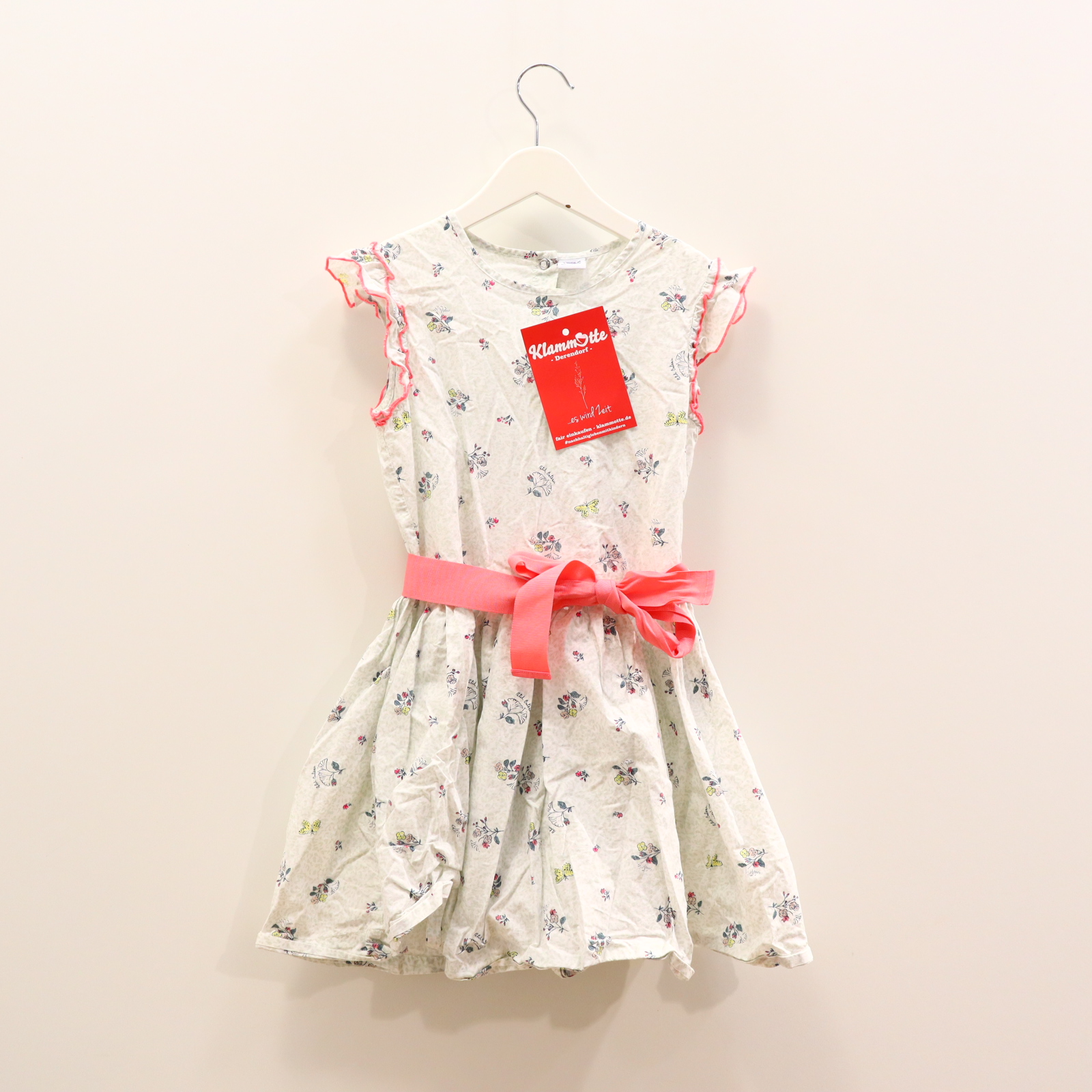 Kleider & Röcke PETIT BATEAU Baumwollkleid 128 bunt/weiß Alloverprint/Blumen Baumwolle Druckknopf/Knopfleiste