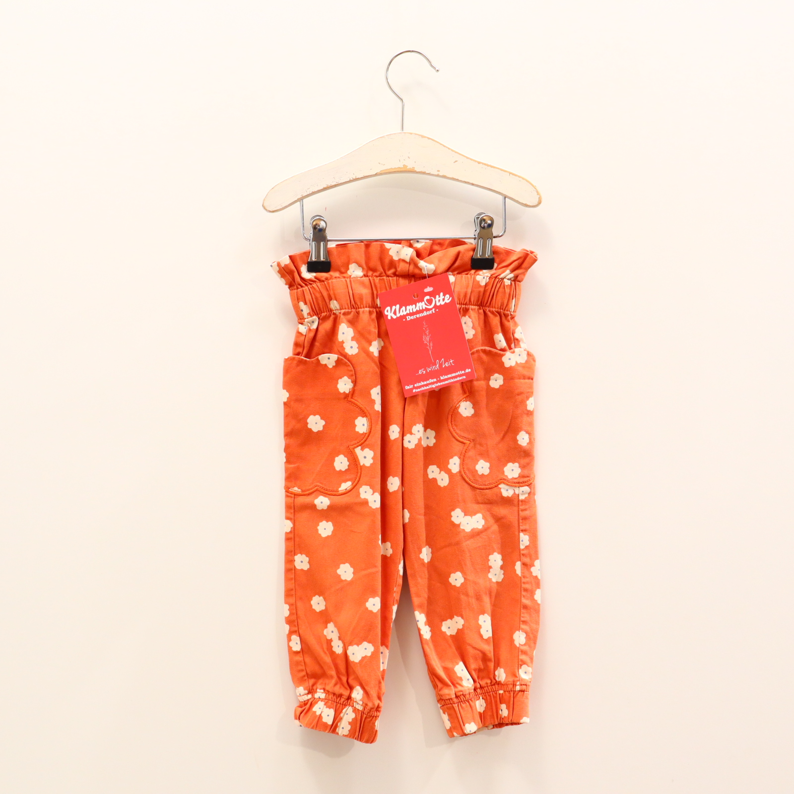 Hose TCM Jogger 86/92 orange Allover Print/Blumen Baumwolle/Twill Gummibandzug/verstellb. Bund Frühjahr/Sommer