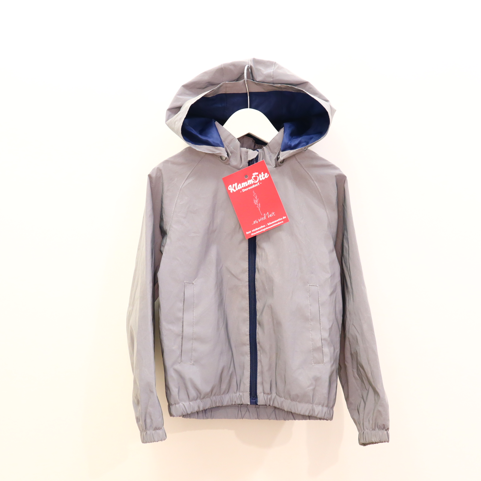 Jacke TCM 110/116 grau Regenjacke abnehmb. Kapuze/Meshfutter/reflektierend!