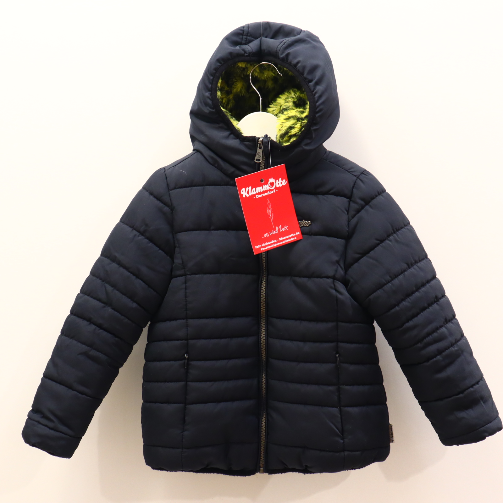Jacke VINGINO Flauschjacke/Steppjacke 110 grün/schwarz Herbst/Winter Animalprint/Applikation/Logo wendbar