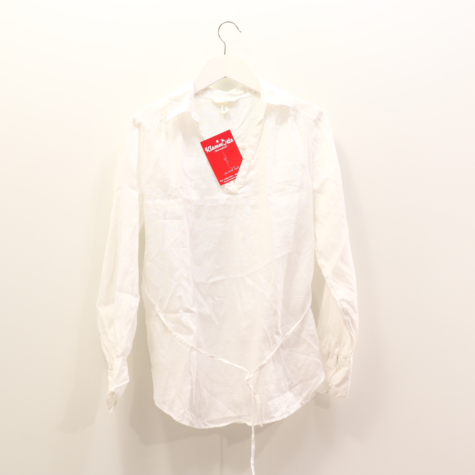 Bluse H&M S/36 weiß langarm Leinen