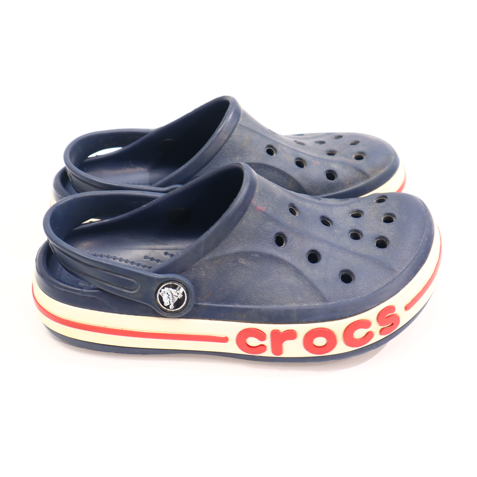Hausschuhe/Wasserschuhe crocs 32/33 blau Cloks leichte gleichmäßige Ablaufspuren