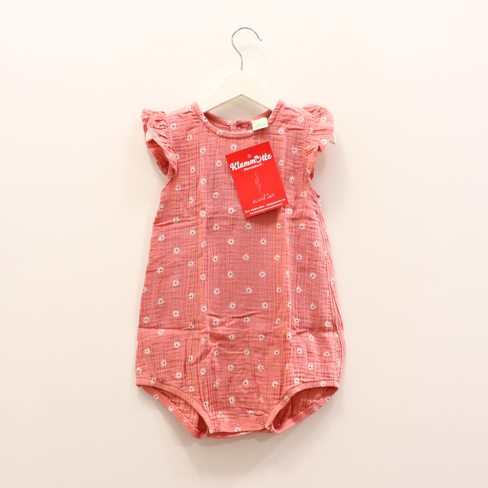 Body ALANA 98/104 rosa Träger Allover Print/Blumen/Volants Bio-Baumwolle/Musselin