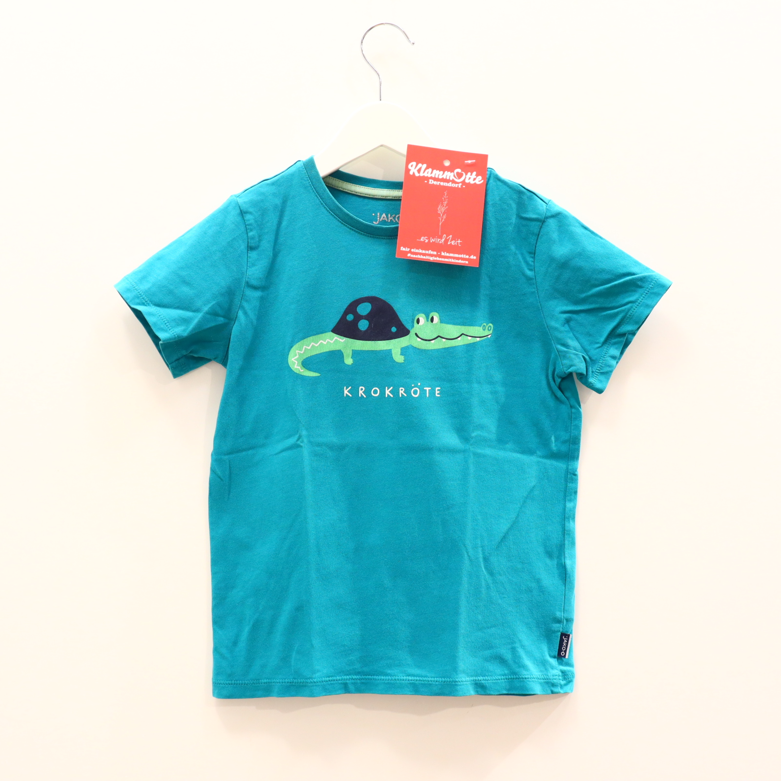 Oberteil Jako-O Gr. 116/Gr. 122 kurzarm Shirt grün Baumwolle Print