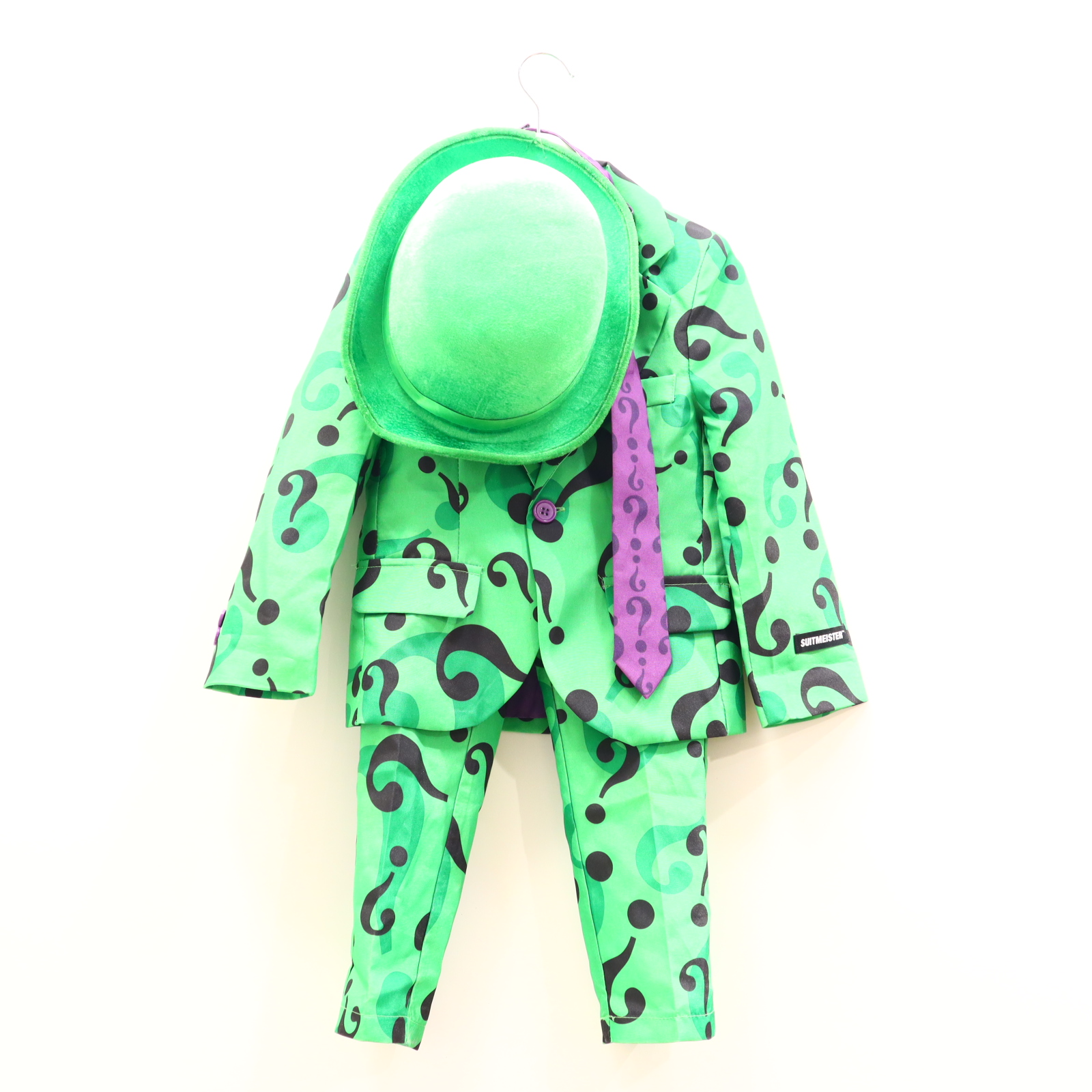 Karneval Suitmaster 98/104/110/116 Batman/The Riddler grün/schwarz 4 Hose/Hut/Jacke/Krawatte