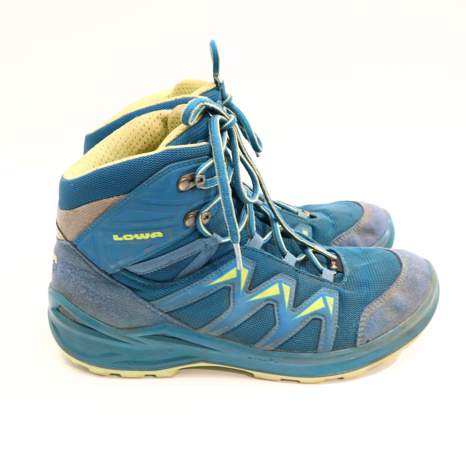 Halbschuhe LOWA Mid/Trekking/Wanderschuh 39 grün/petrol GORETEX leichte gleichmäßige Ablaufspuren