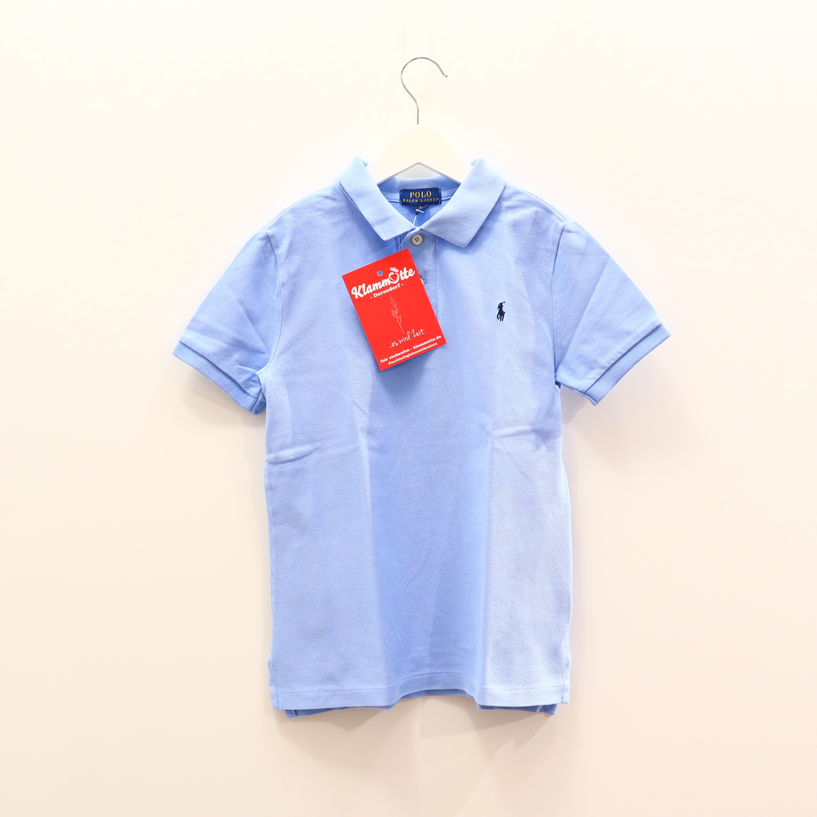 Oberteil RALPH LAUREN Gr. 122/Gr. 128 kurzarm Shirt hellblau Baumwolle/Pique Logo/Stickerrei Polo