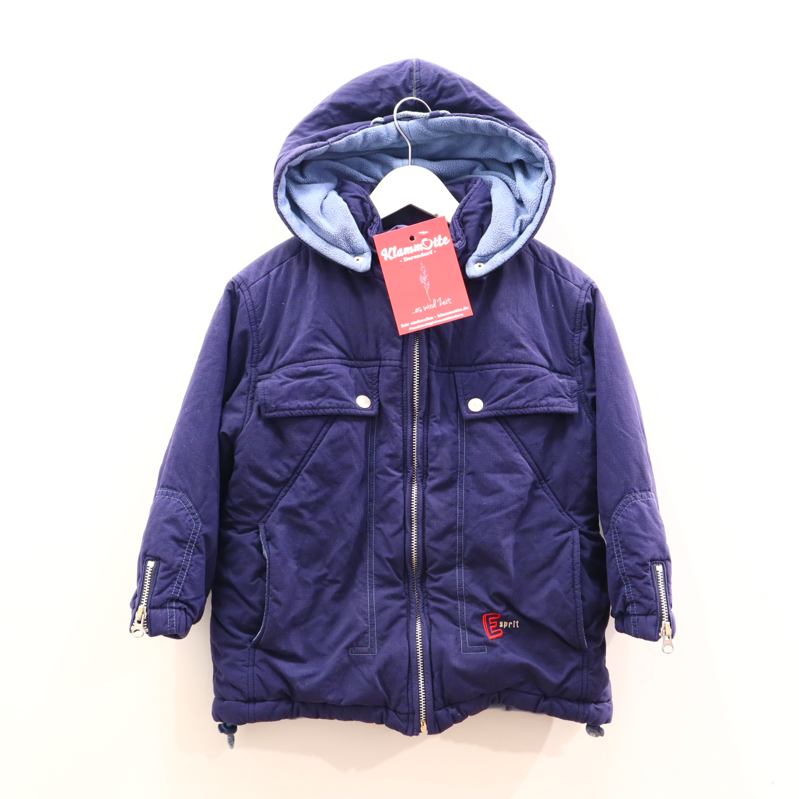 Jacke ESPRIT 104/110 blau Logo/Stickerei Anorak abnehmb. Kapuze/Fleecefutter