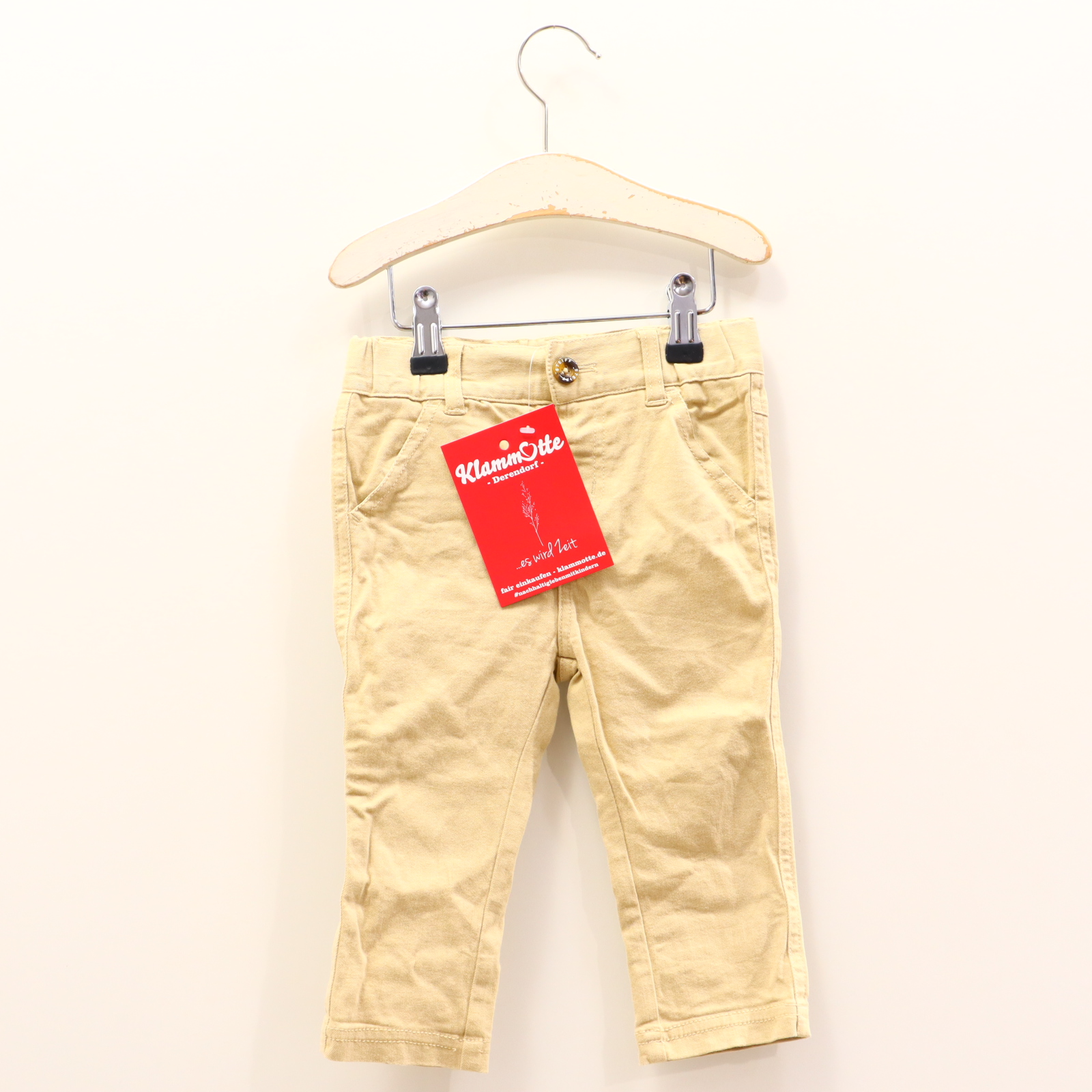 Hosen & Strampler Steiff 80 sand Applikation/Logo Hose Baumwolle/Elasthan/Twill Gummibandzug/Knopf